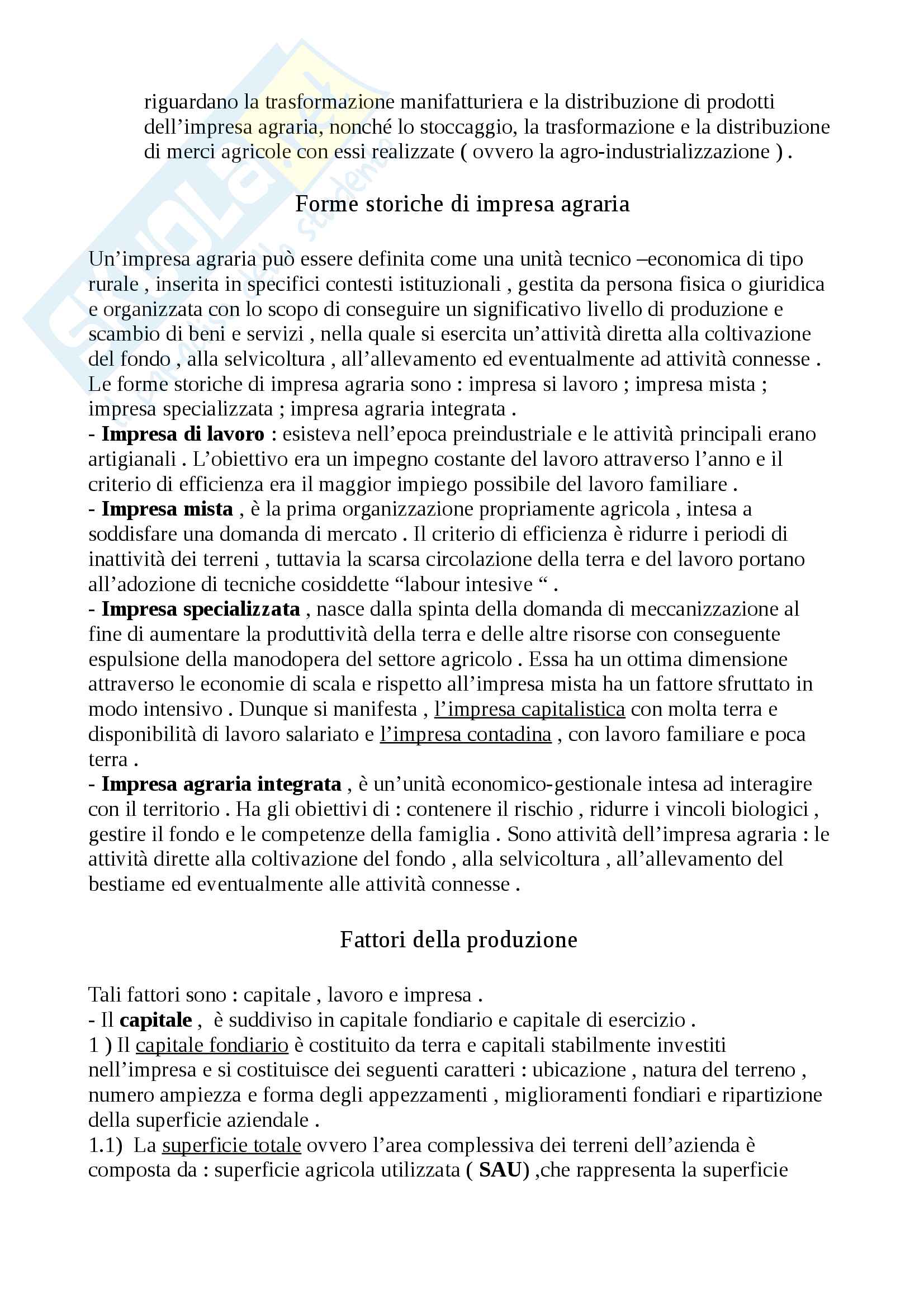 Riassunto esame di Economia agraria, Prof.Gaetano Martino Pag. 2