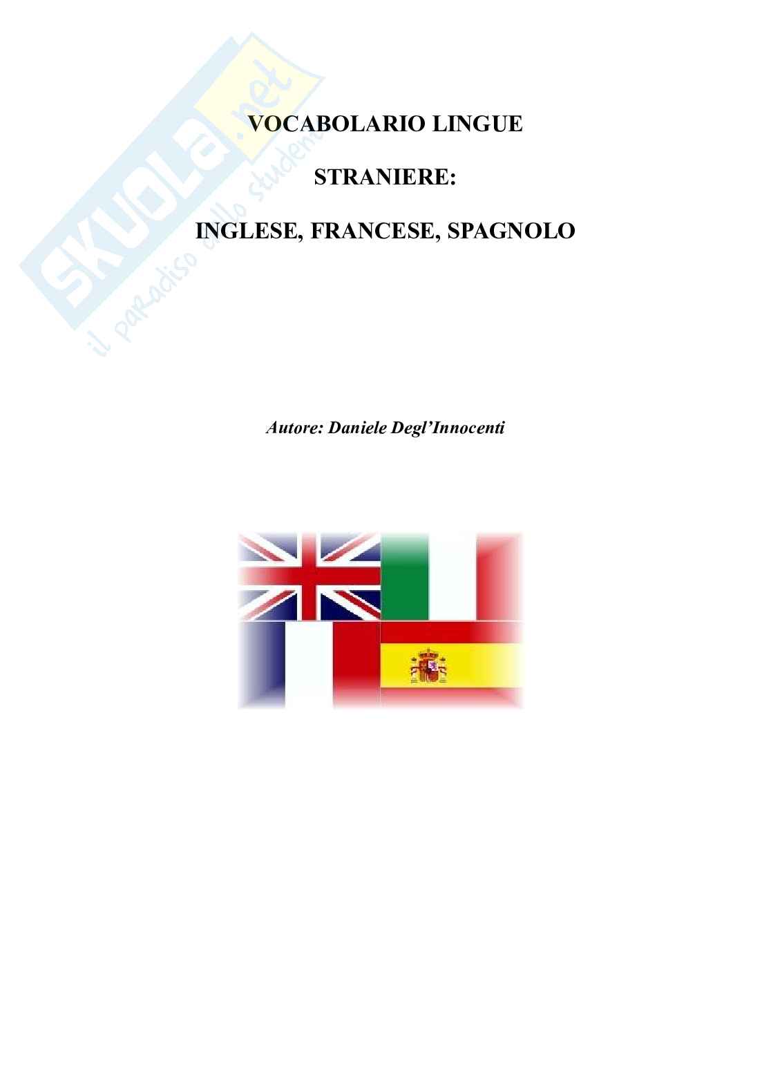 Vocabolario inglese - francese - spagnolo