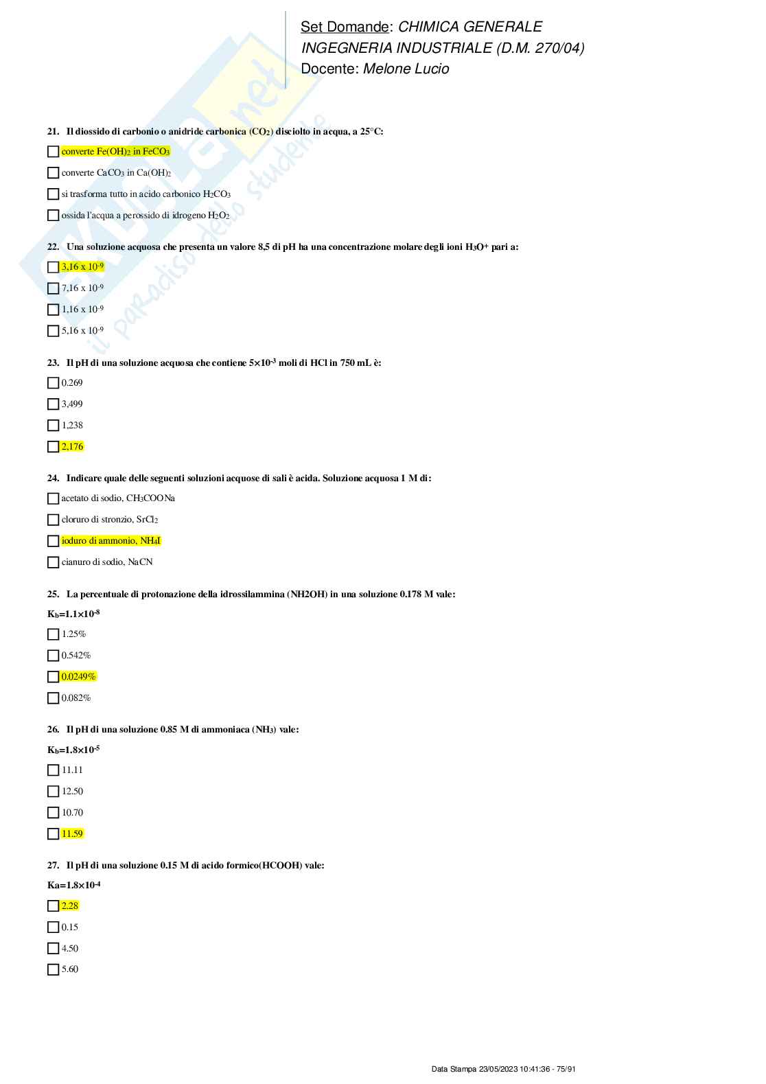 Paniere nuovo completo di Chimica generale (2023) Pag. 81