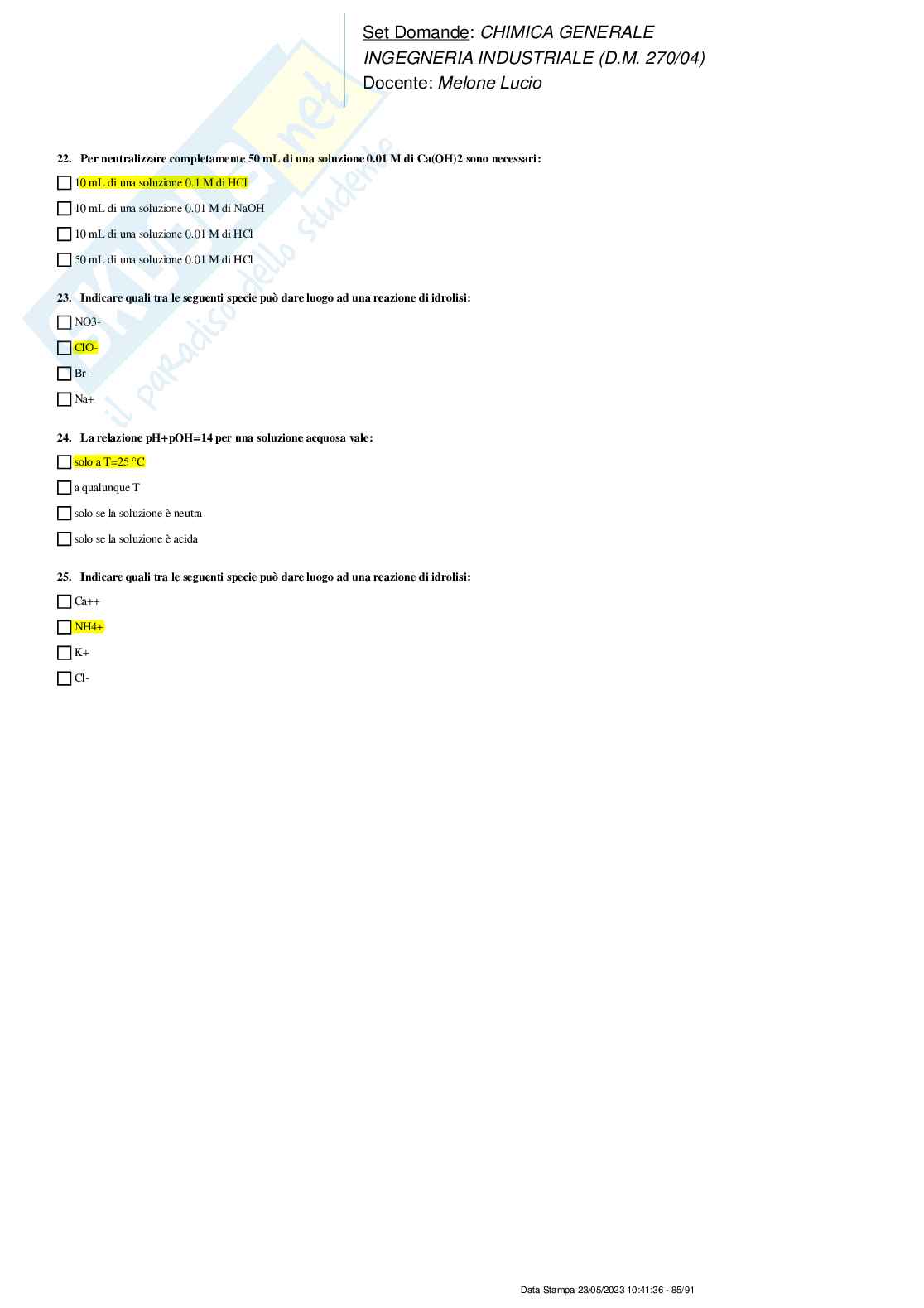 Paniere nuovo completo di Chimica generale (2023) Pag. 91