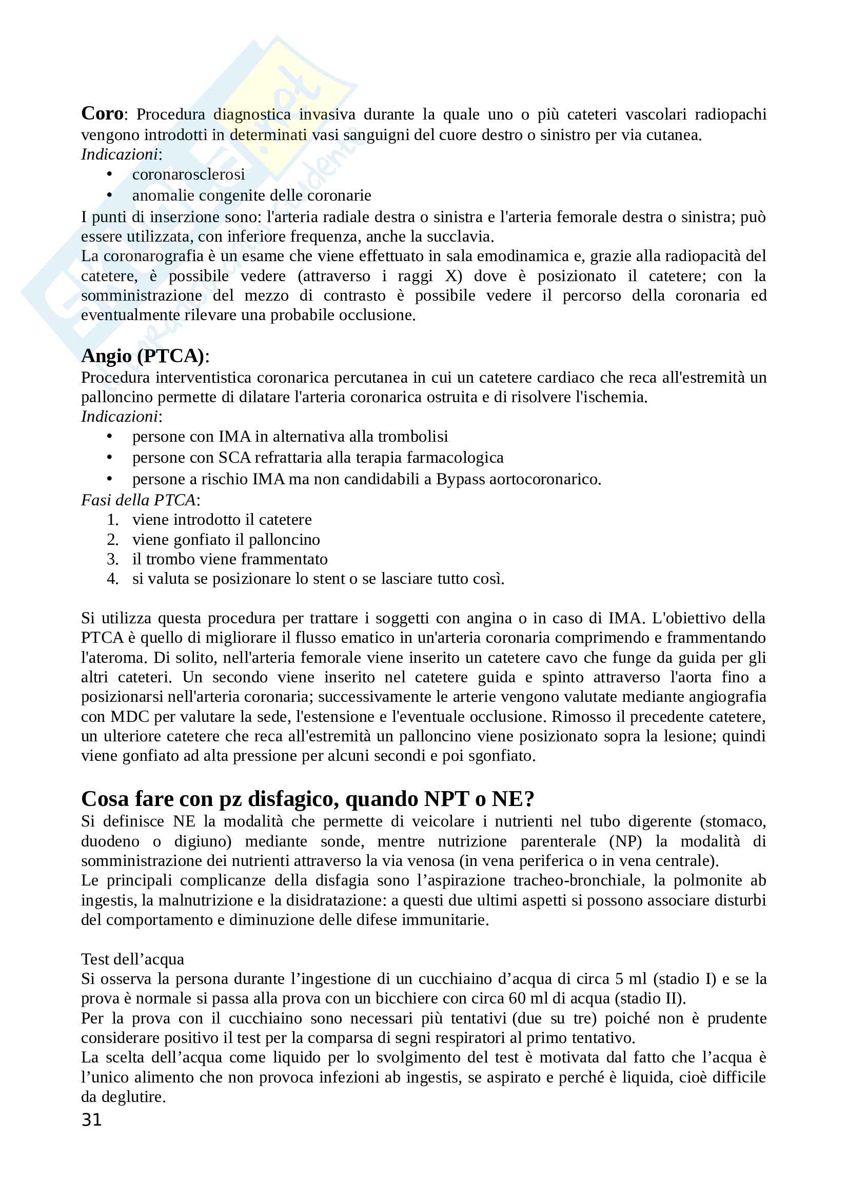 Domande varie e risposte per esame di infermieristica in medicina specialistica Pag. 31