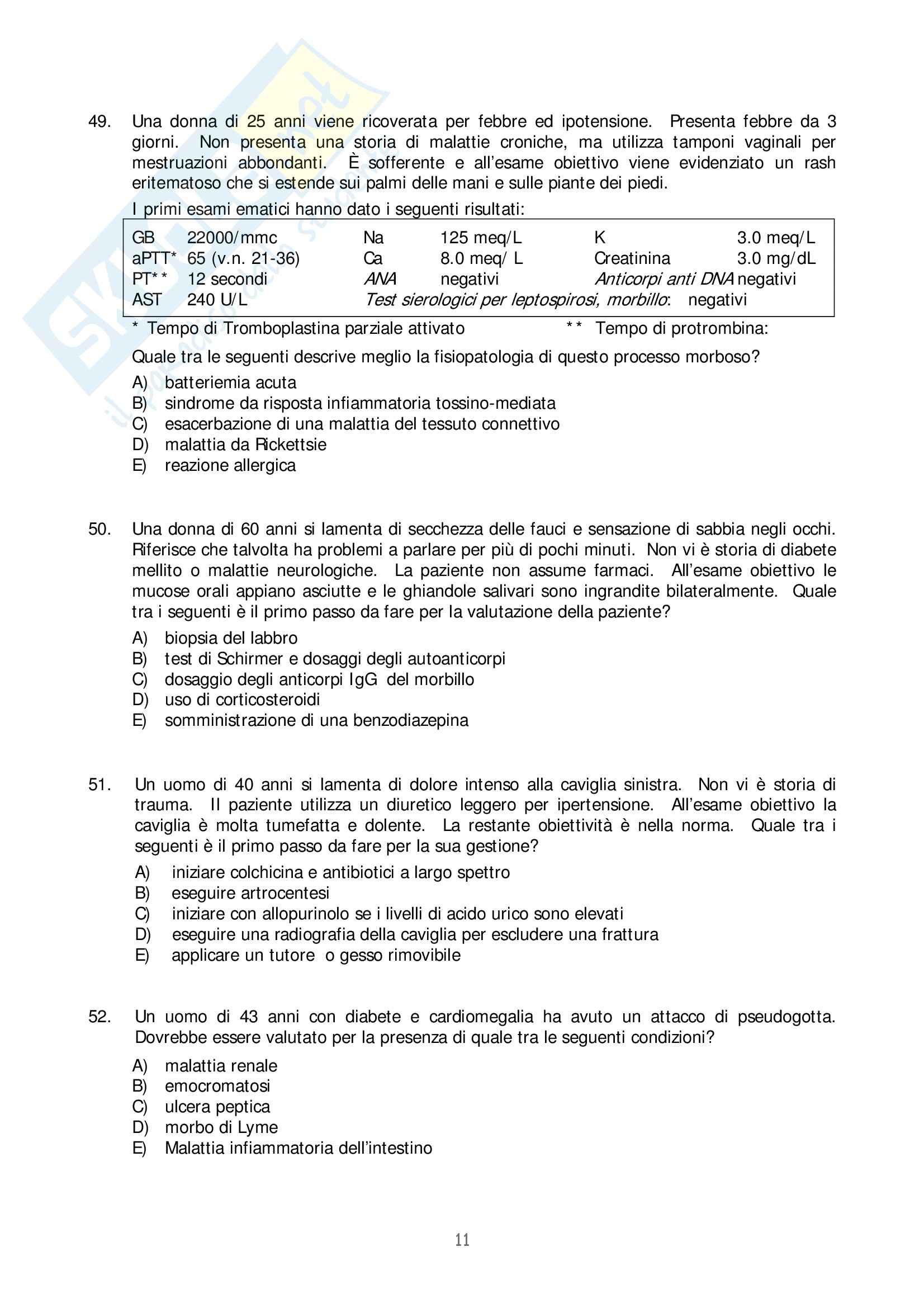 Medicina interna - test prima parte Pag. 11