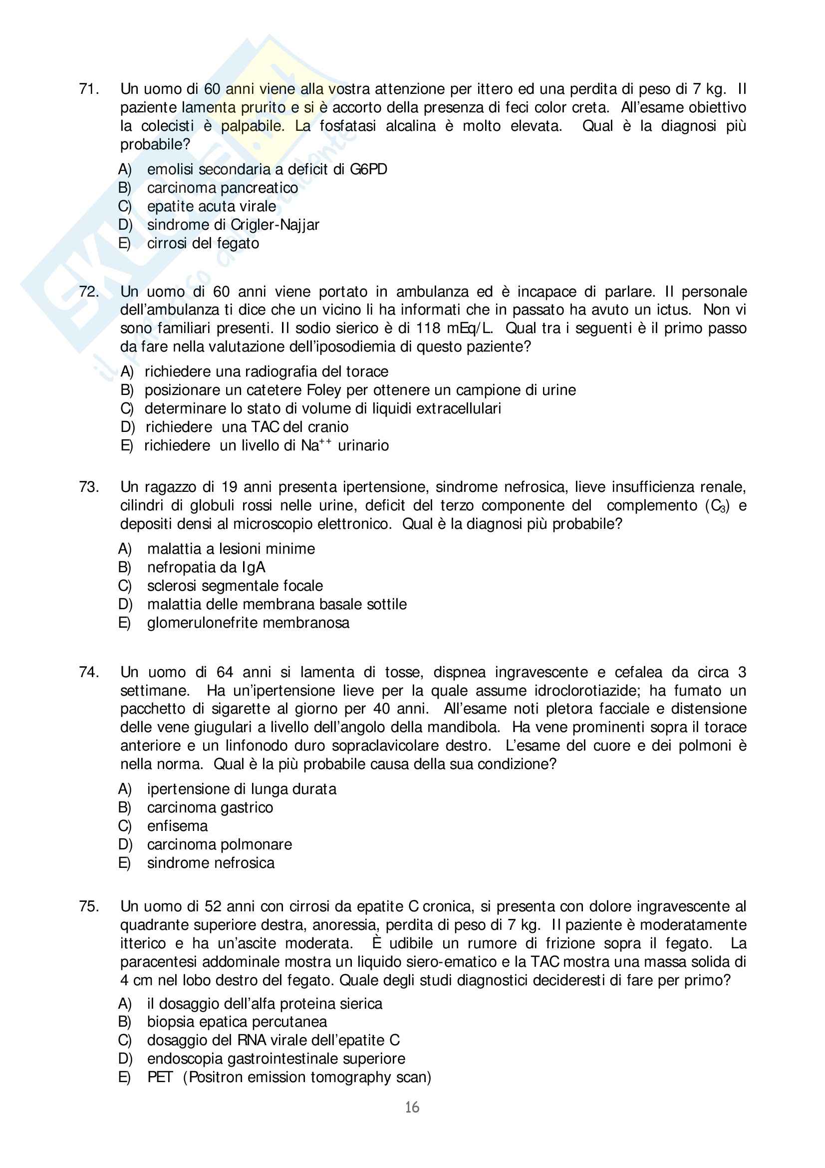 Medicina interna - test prima parte Pag. 16