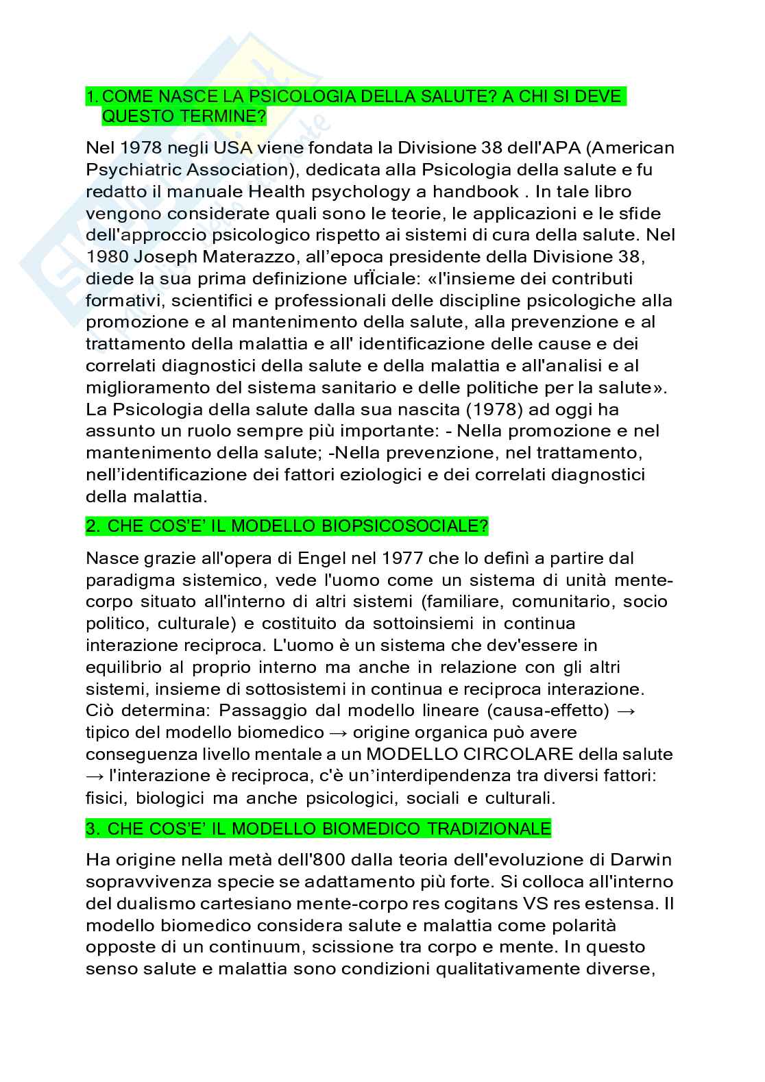 Risposte domande aperte Psicologia della salute aggiornate 2026 Pag. 2