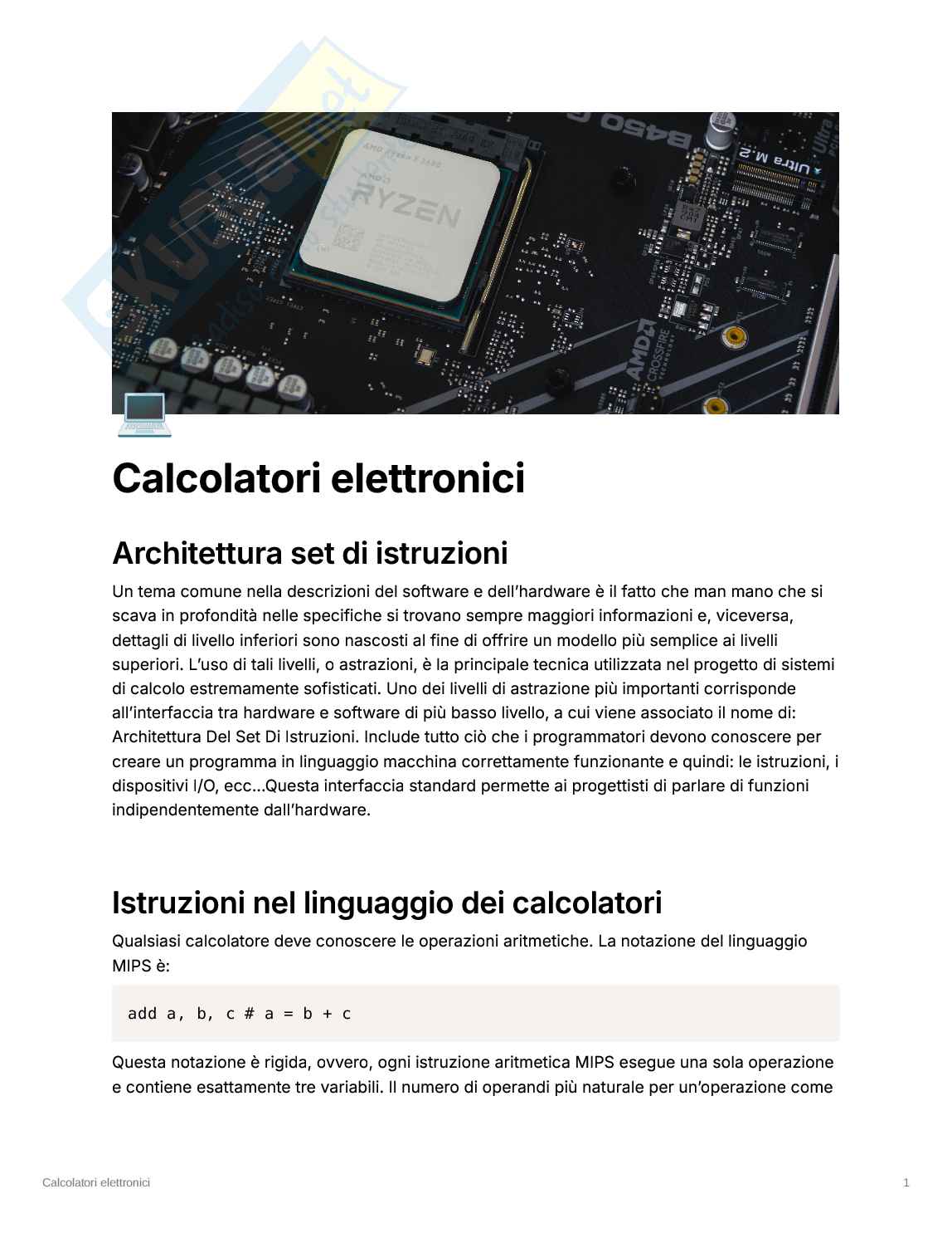 Appunti Calcolatori elettronici Pag. 1