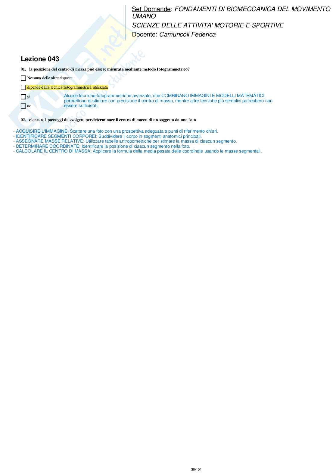 Paniere nuovo di Fondamenti di biomeccanica del movimento umano Pag. 36