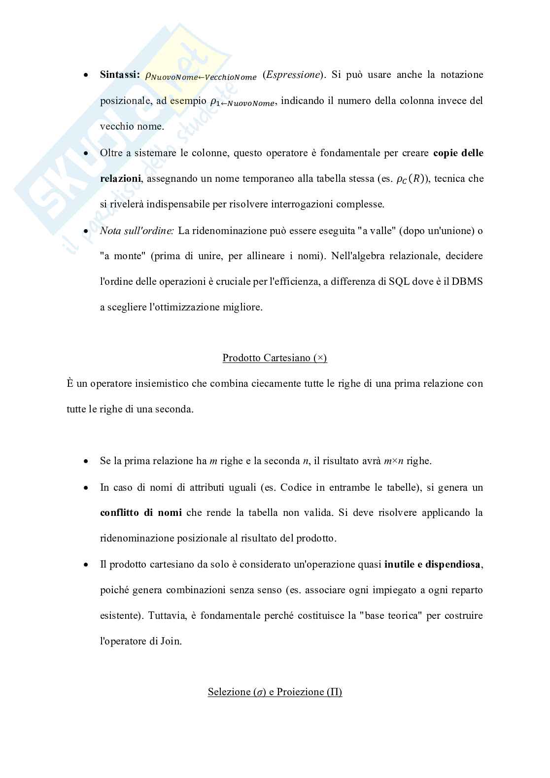 Appunti Basi di dati + Esercizi svolti (SQL, Algebra, E-R) Pag. 21