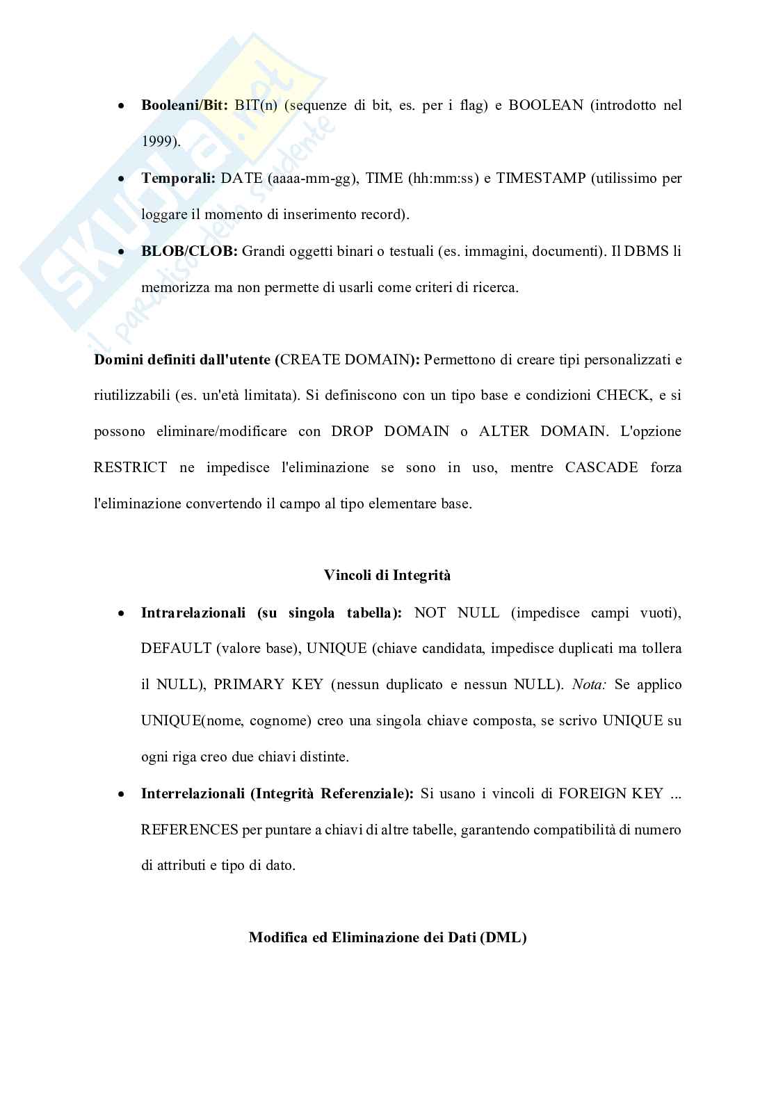 Appunti Basi di dati + Esercizi svolti (SQL, Algebra, E-R) Pag. 46