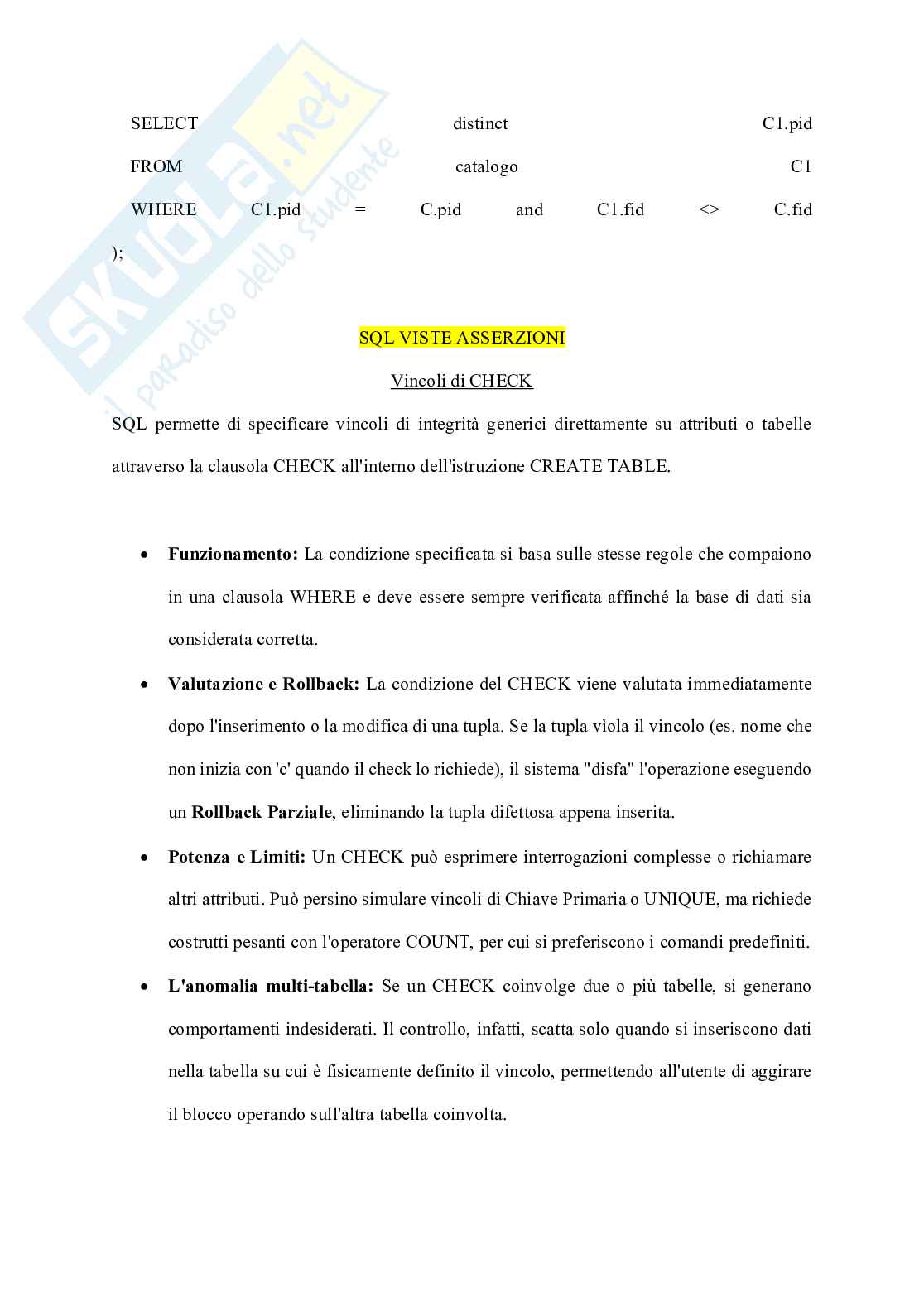 Appunti Basi di dati + Esercizi svolti (SQL, Algebra, E-R) Pag. 56