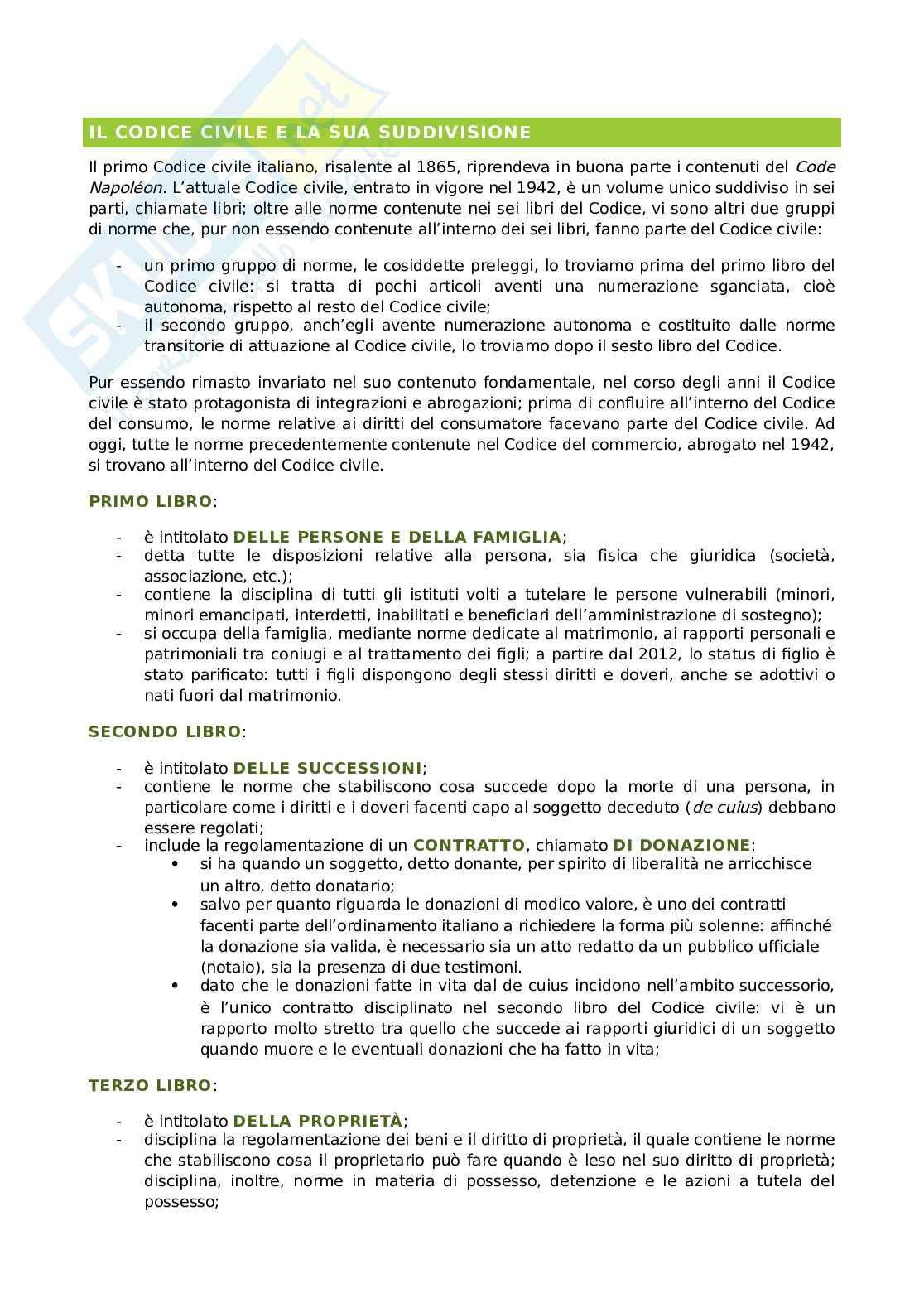Riassunto esame Diritto privato, Prof. Bonini Roberta Serafina, libro consigliato Diritto privato. Linee essenziali, Roppo Pag. 1