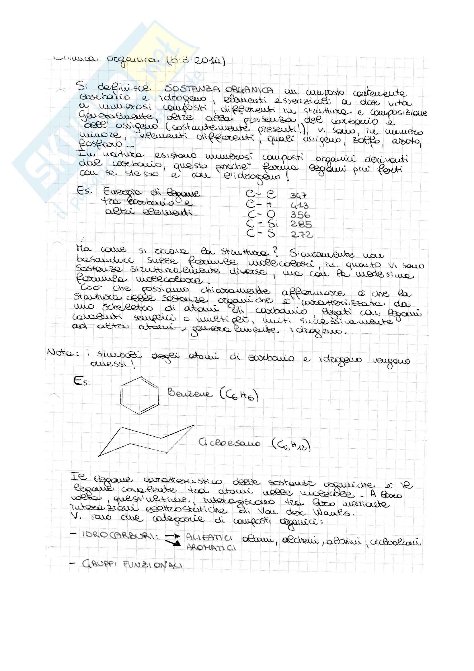 Chimica organica - Sostanze organiche (Parte 1) Pag. 1
