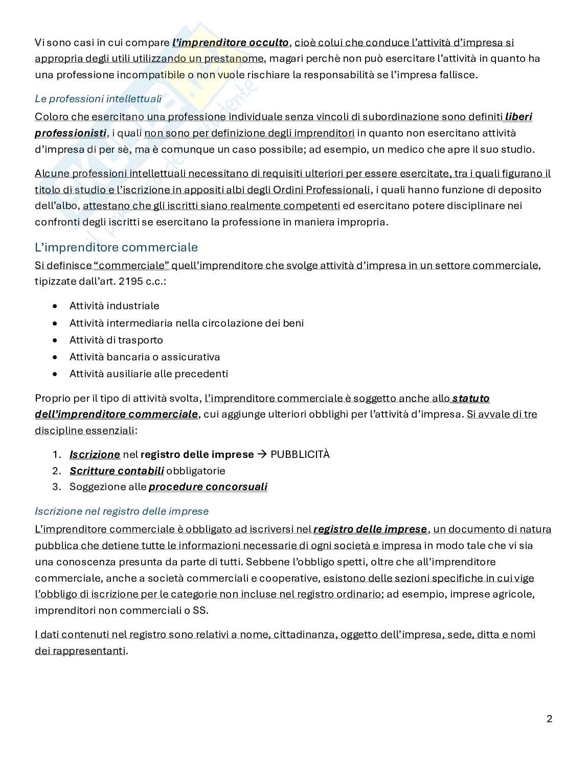 Riassunto esame Diritto commerciale, Prof. Sanna Valentino, libro consigliato Manuale di diritto commerciale, Campobasso Pag. 2