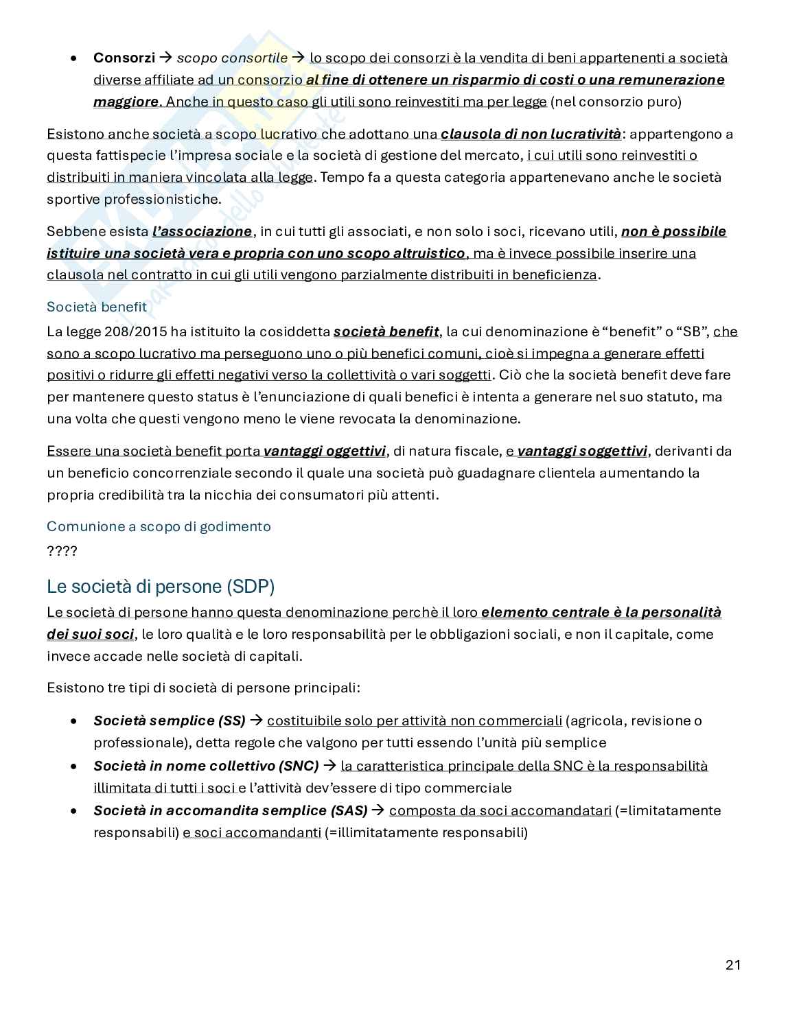 Riassunto esame Diritto commerciale, Prof. Sanna Valentino, libro consigliato Manuale di diritto commerciale, Campobasso Pag. 21