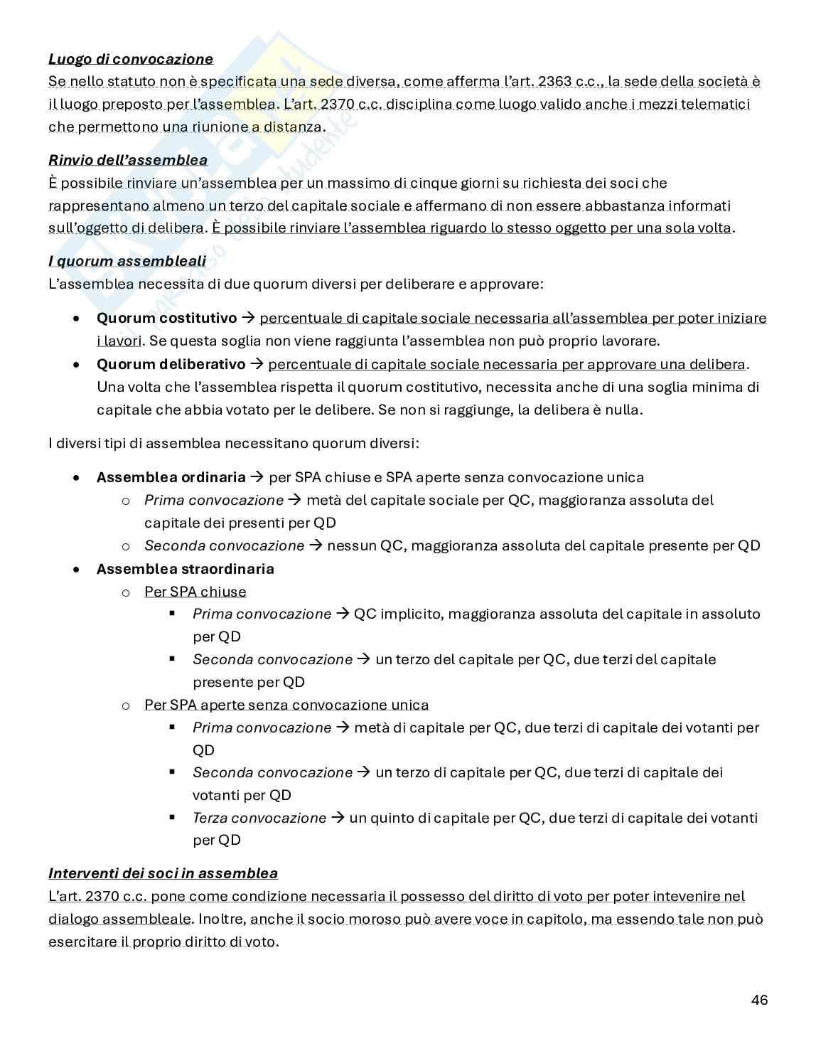 Riassunto esame Diritto commerciale, Prof. Sanna Valentino, libro consigliato Manuale di diritto commerciale, Campobasso Pag. 46
