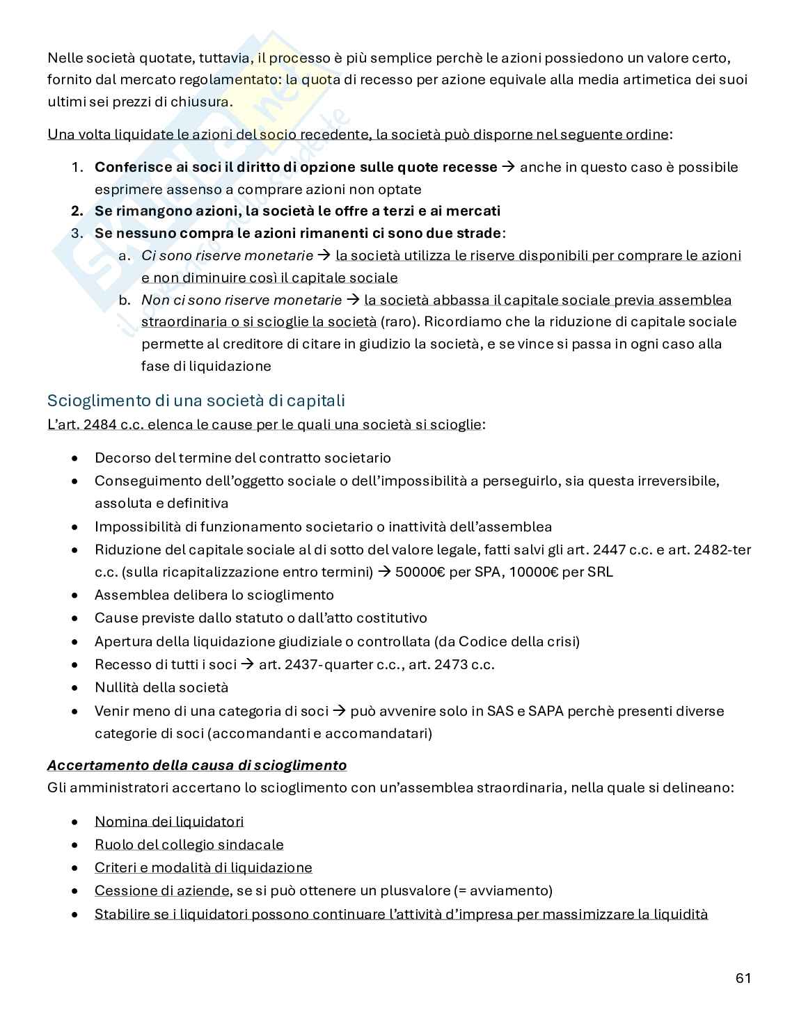 Riassunto esame Diritto commerciale, Prof. Sanna Valentino, libro consigliato Manuale di diritto commerciale, Campobasso Pag. 61