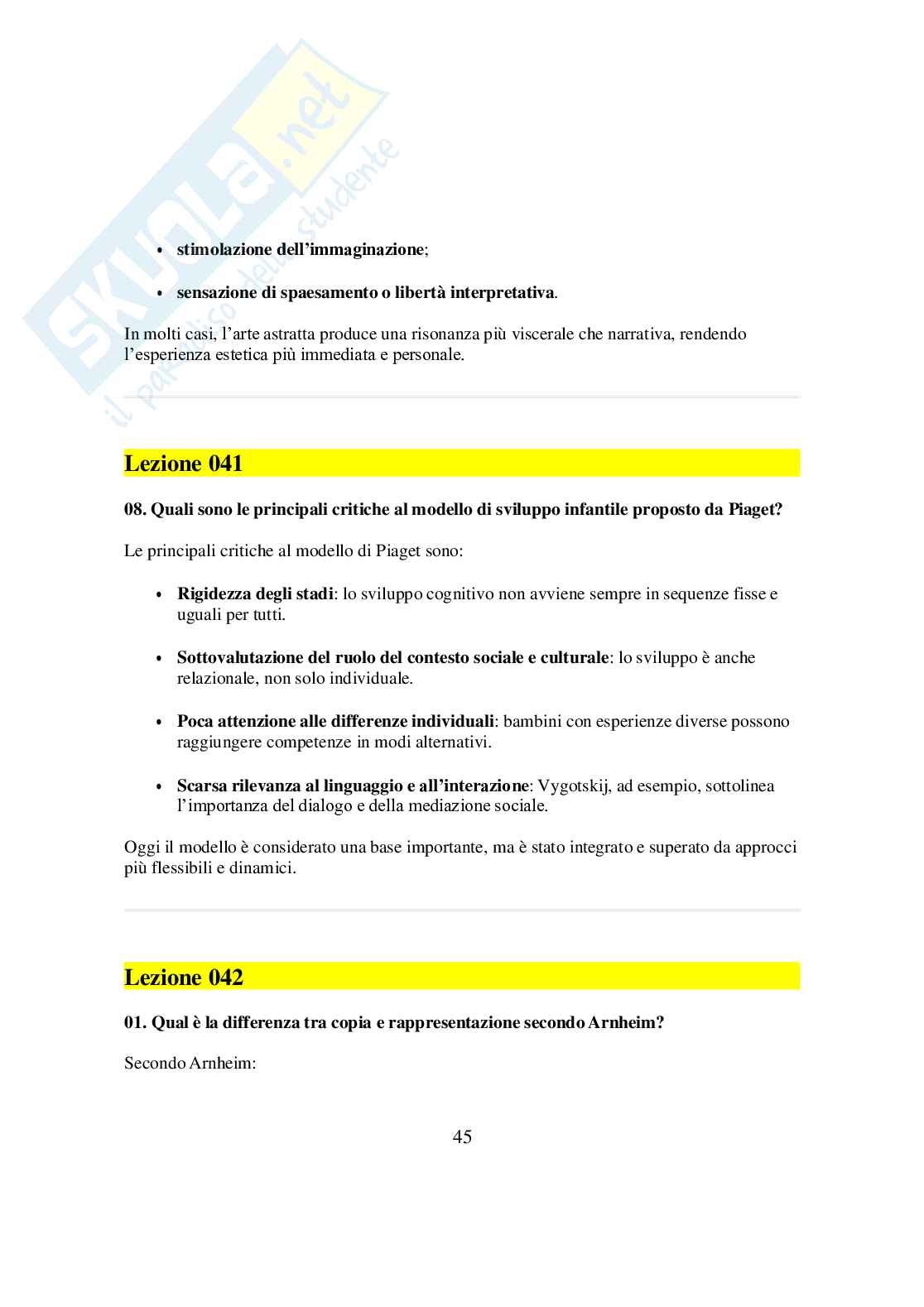 Risposte domande aperte psicologia dei linguaggi espressivi e artistici aggiornate 2026 Pag. 46