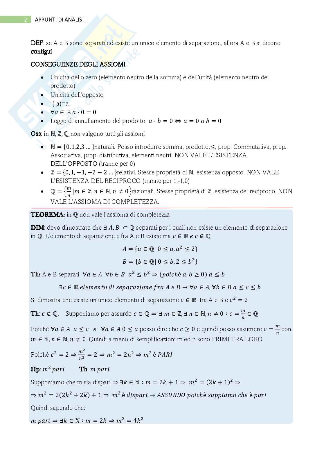 Appunti di Analisi 1 Pag. 2
