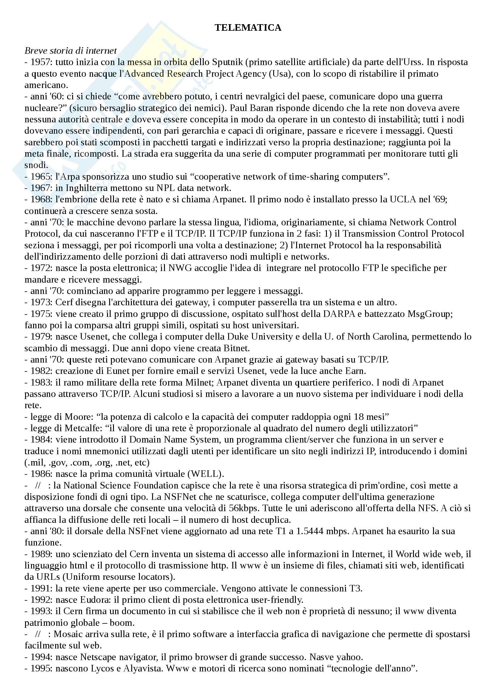 Telematica - Appunti Pag. 1