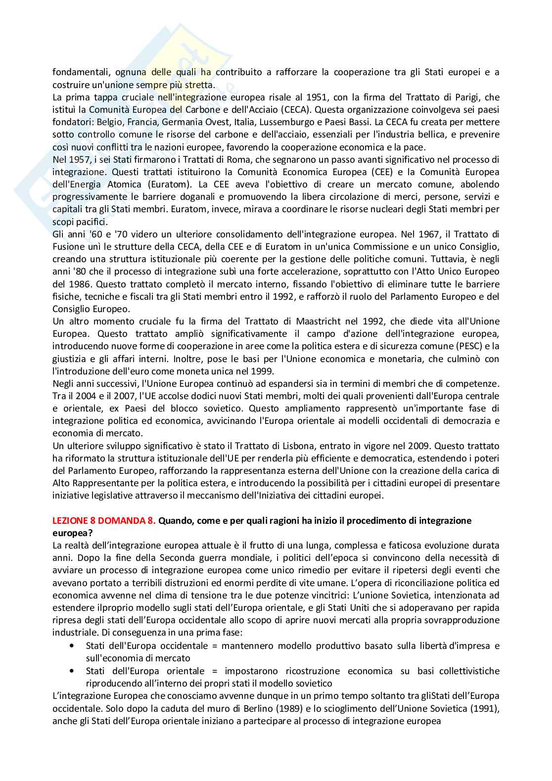Paniere Diritto dell'Unione Europea - risposte aperte Pag. 6