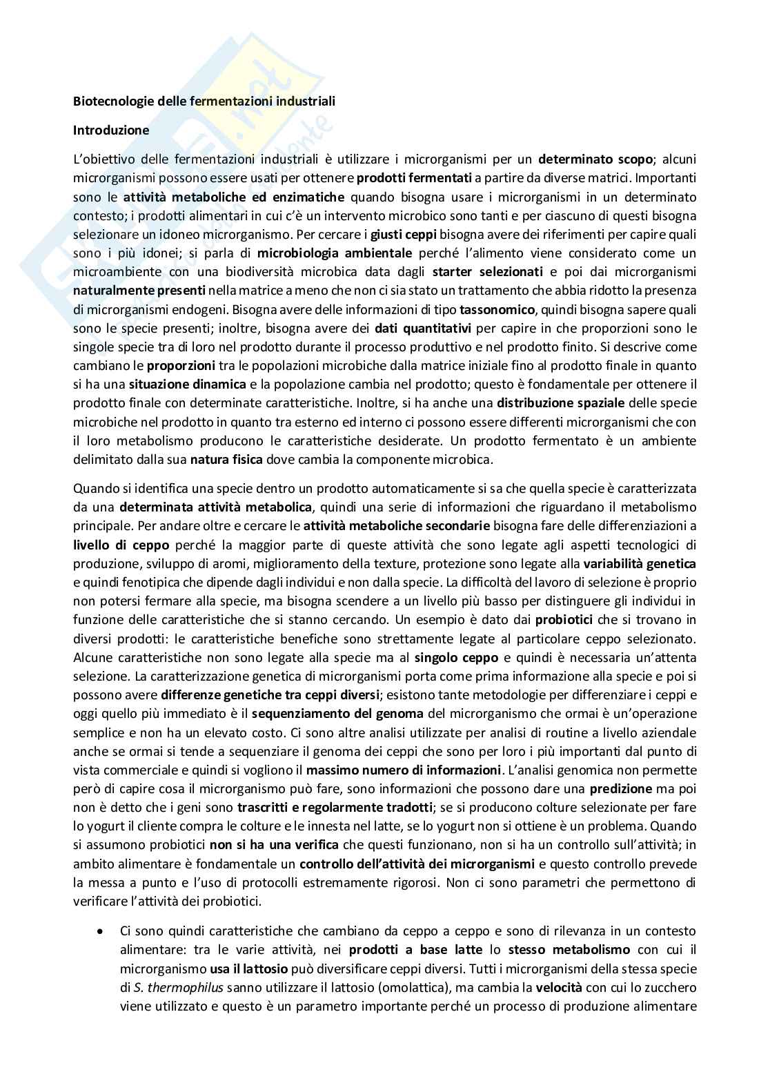 Biotecnologie delle fermentazioni industriali Pag. 1