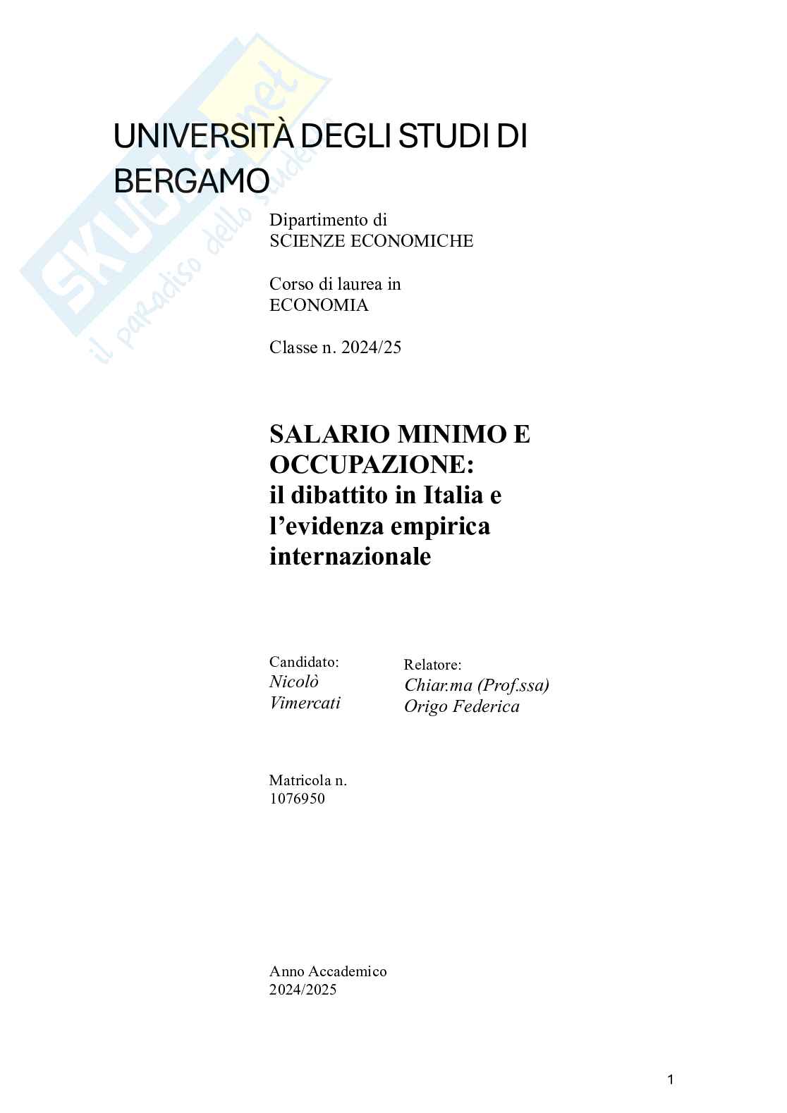 Dibattito in Italia e l’evidenza empirica internazionale Pag. 1