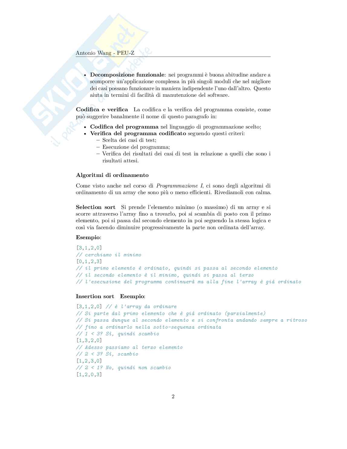 Programmazione e strutture dati – Appunti completi (algoritmi) di Programmazione C Pag. 2