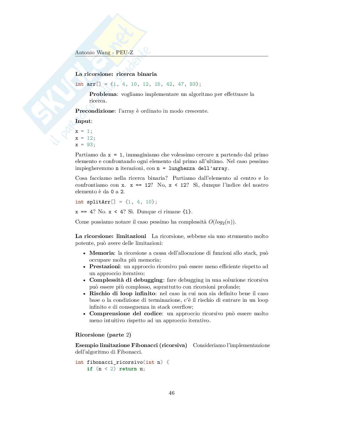 Programmazione e strutture dati – Appunti completi (algoritmi) di Programmazione C Pag. 46