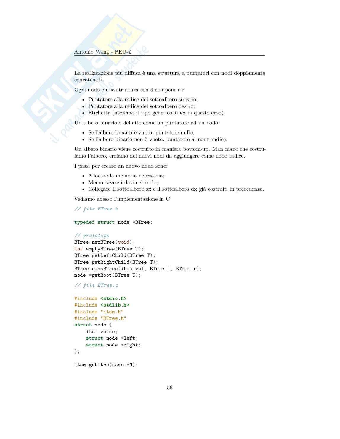 Programmazione e strutture dati – Appunti completi (algoritmi) di Programmazione C Pag. 56
