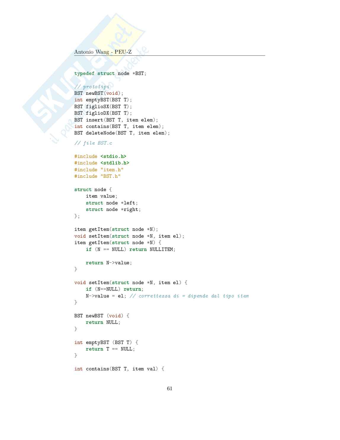 Programmazione e strutture dati – Appunti completi (algoritmi) di Programmazione C Pag. 61