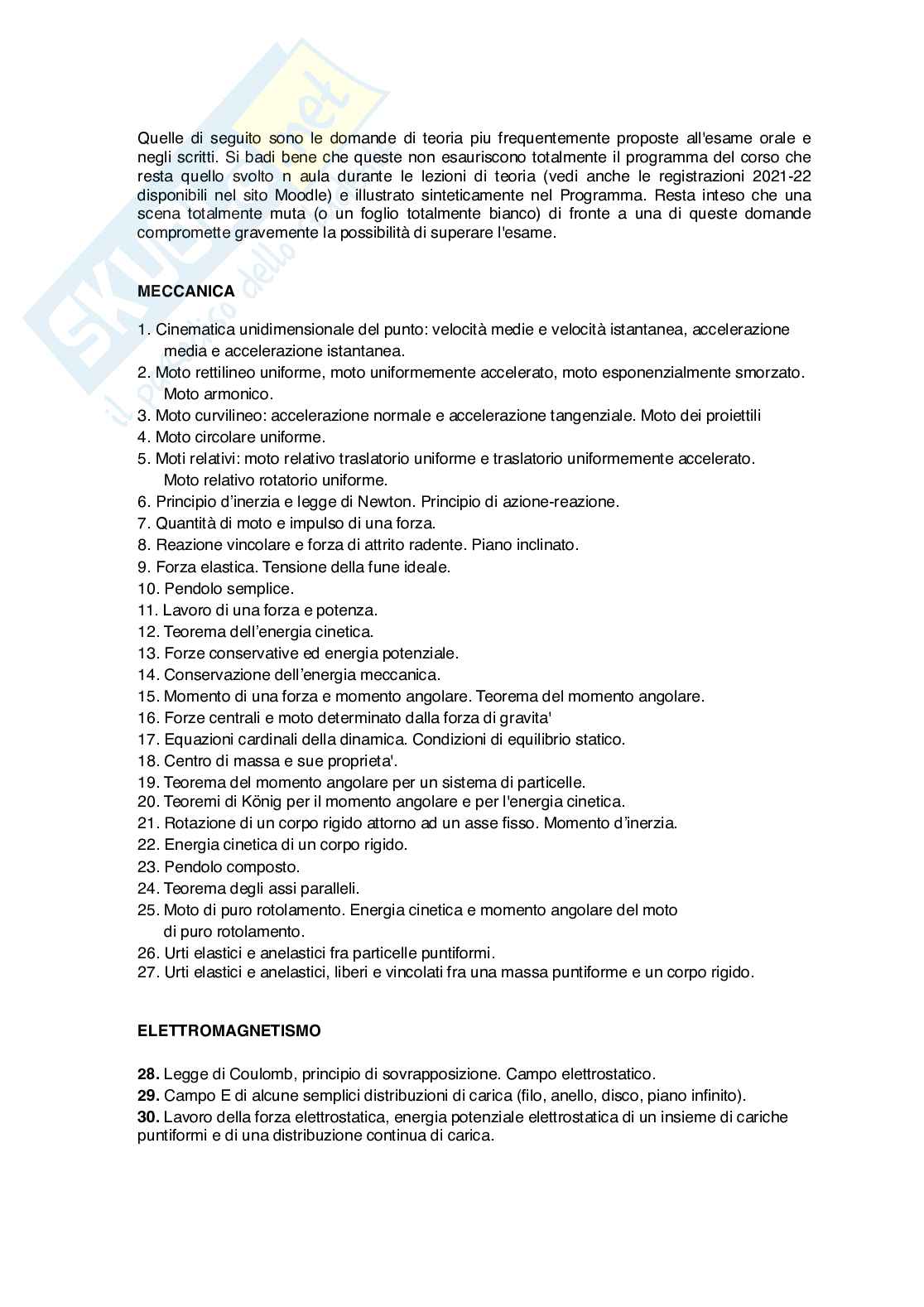 Risposte alle domande di Fisica generale (Appunti) Pag. 1