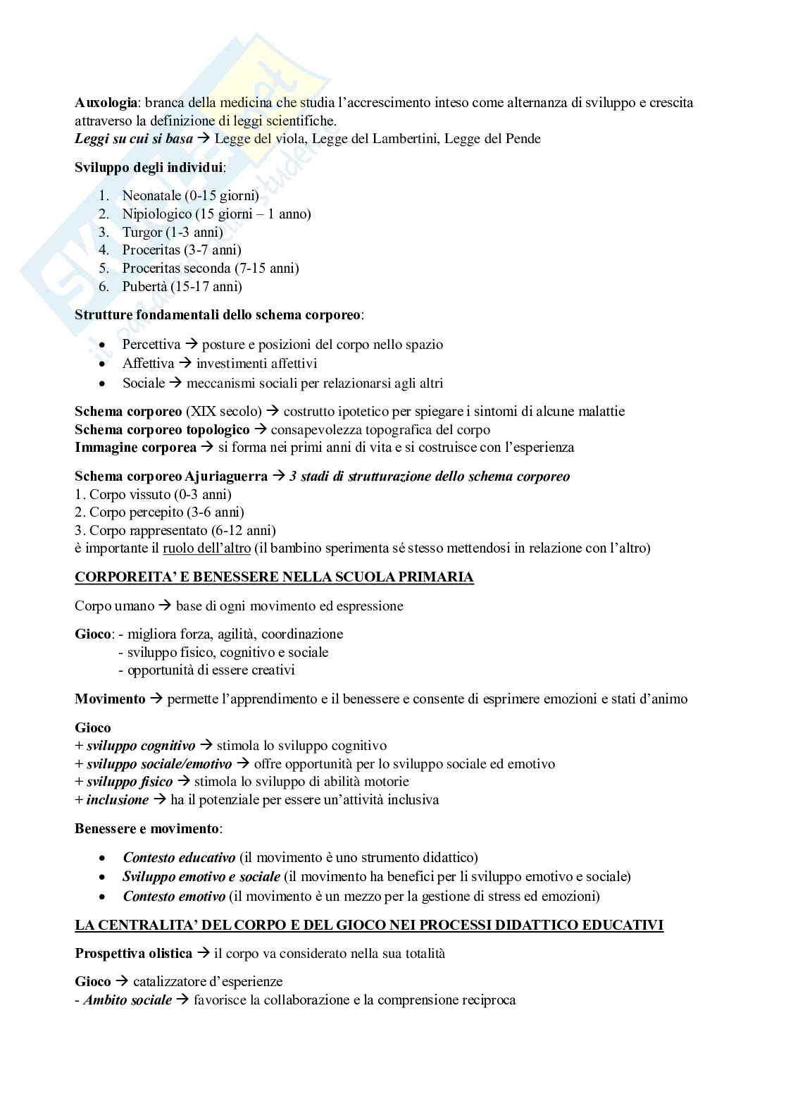 Didattica, attività motoria e rieducazione funzionale - Appunti Word Pag. 11
