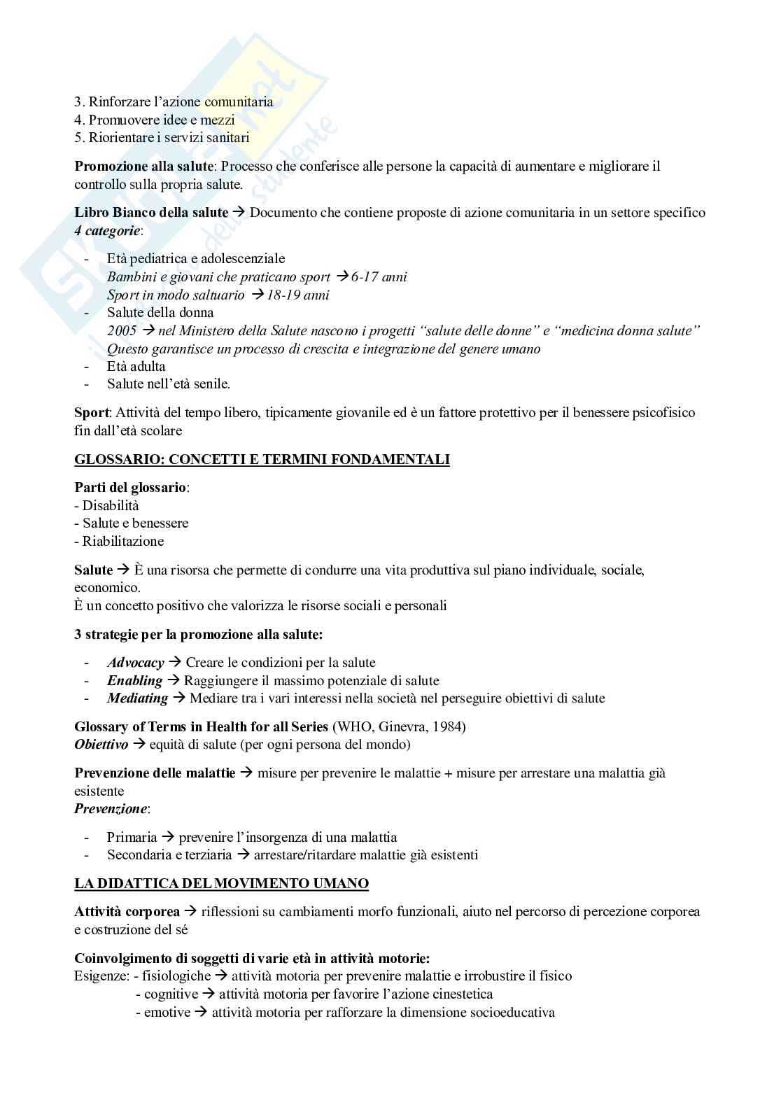 Didattica, attività motoria e rieducazione funzionale - Appunti Word Pag. 6
