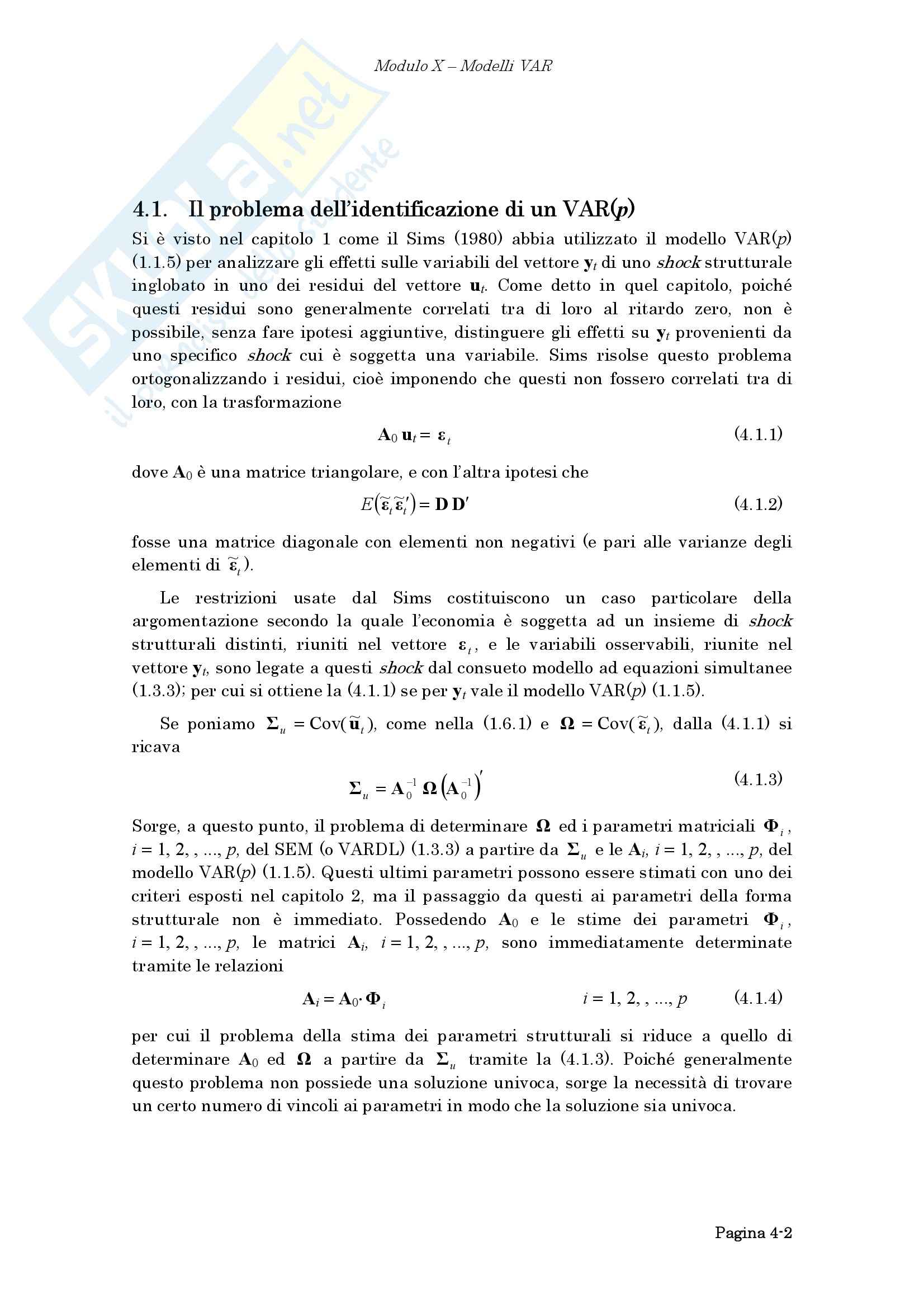 Econometria - i VAR strutturali Pag. 2