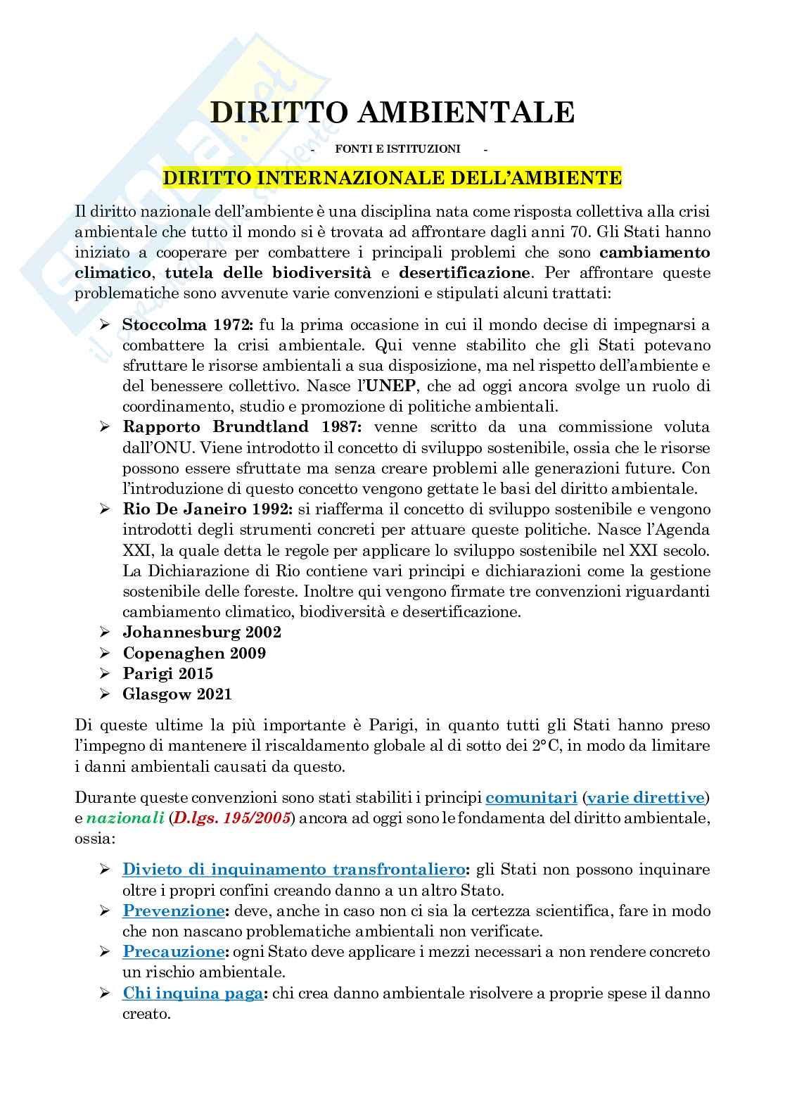 Diritto ambientale Pag. 1