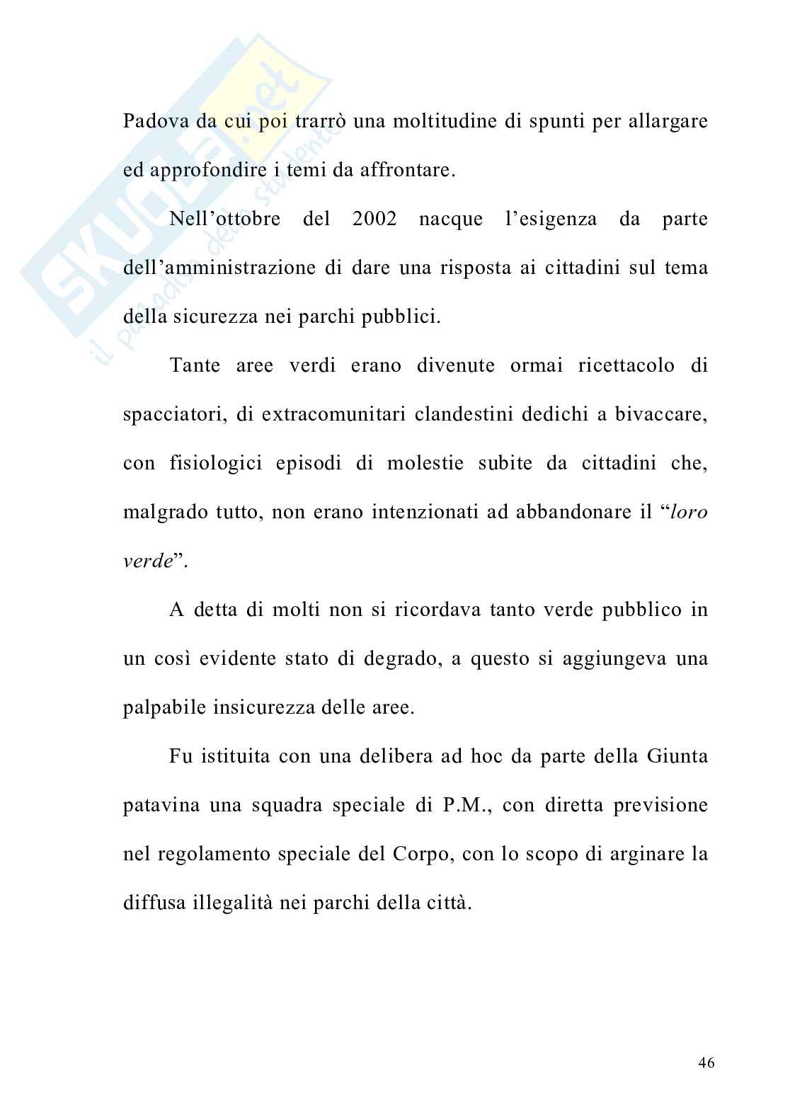 Polizia Locale. Compiti e bisogni di sicurezza urbana Pag. 46
