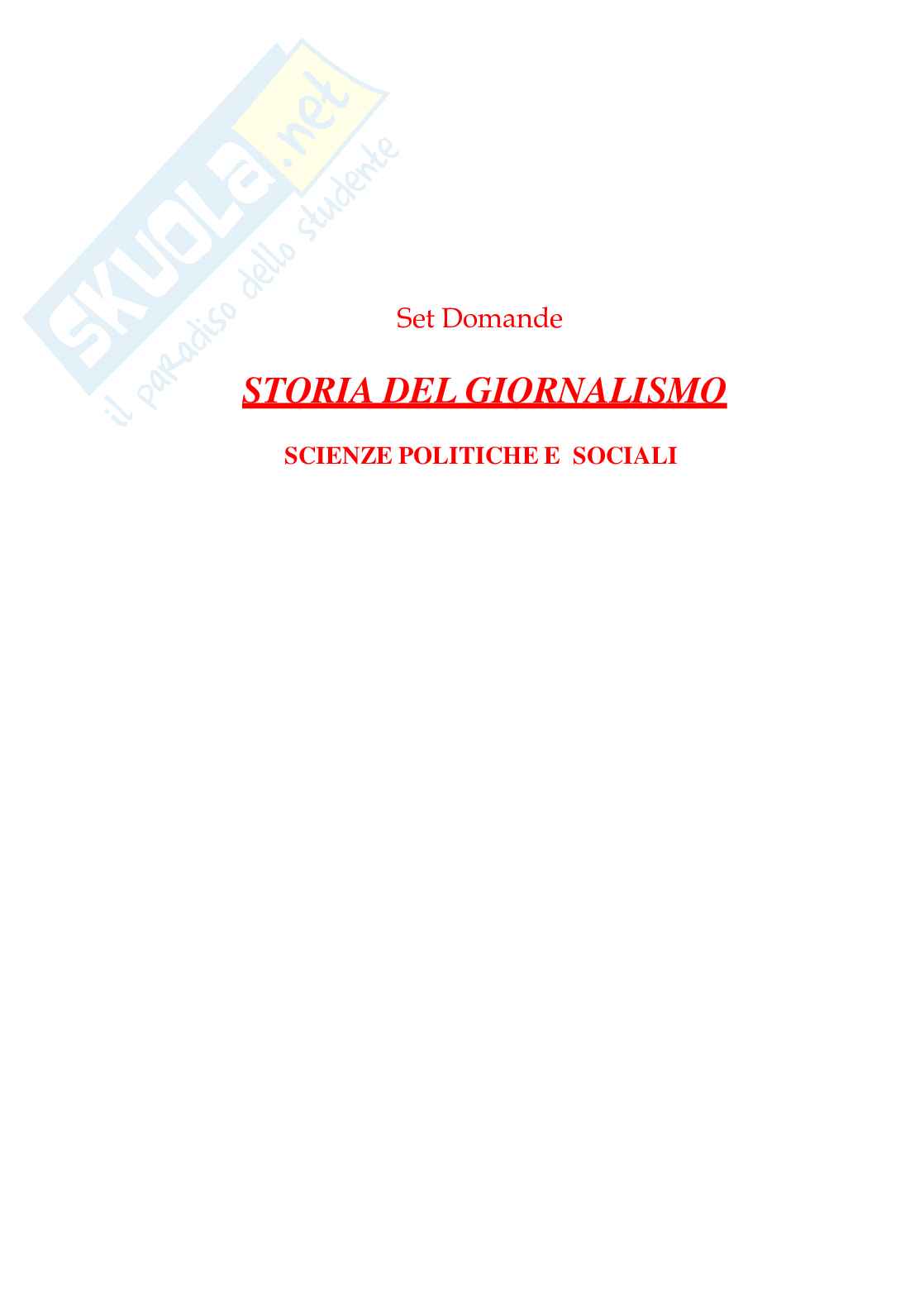 paniere storia del giornalismo - risposte multiple Pag. 1