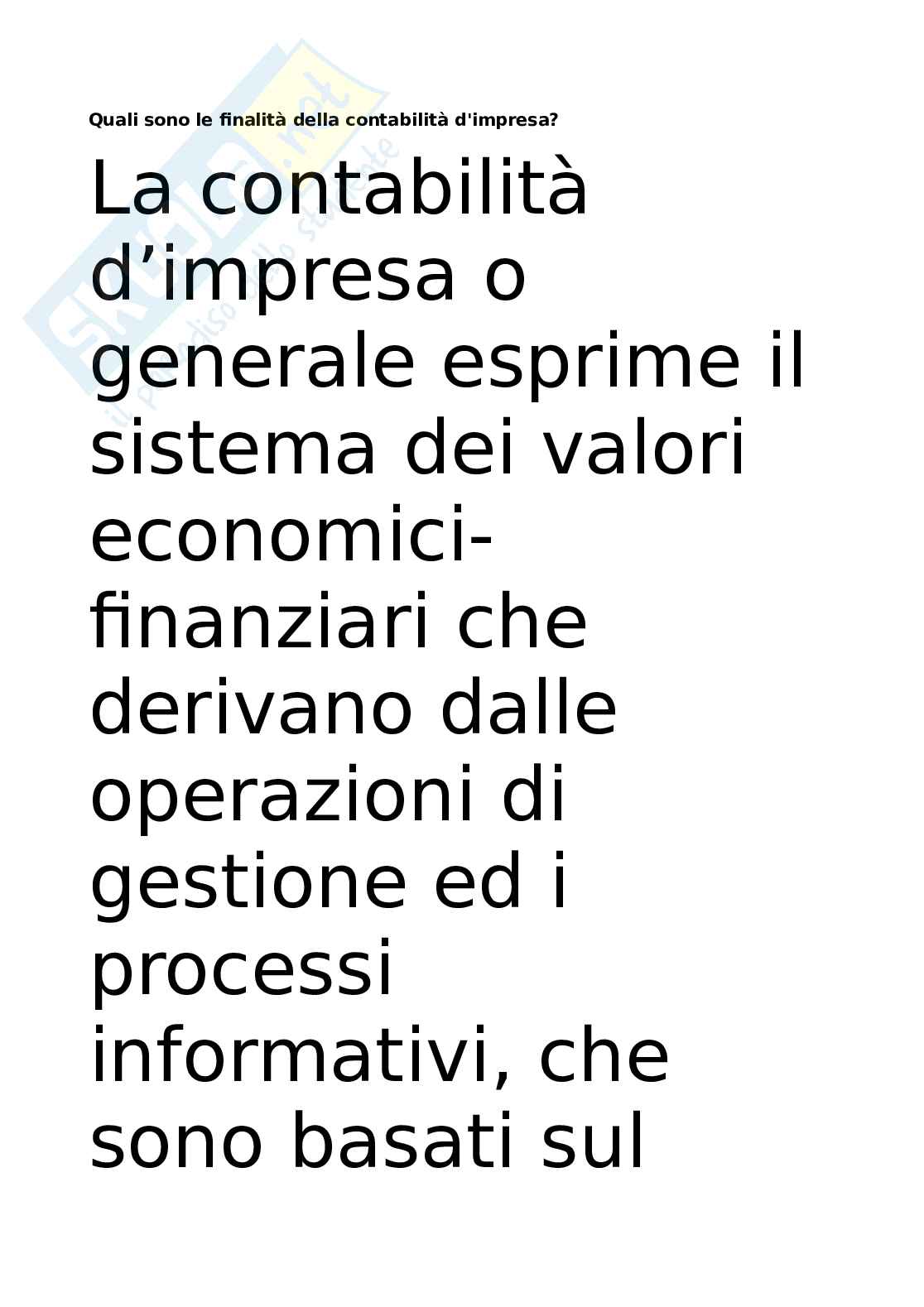 Domande aperte di Ragioneria e contabilità aziendale Pag. 1