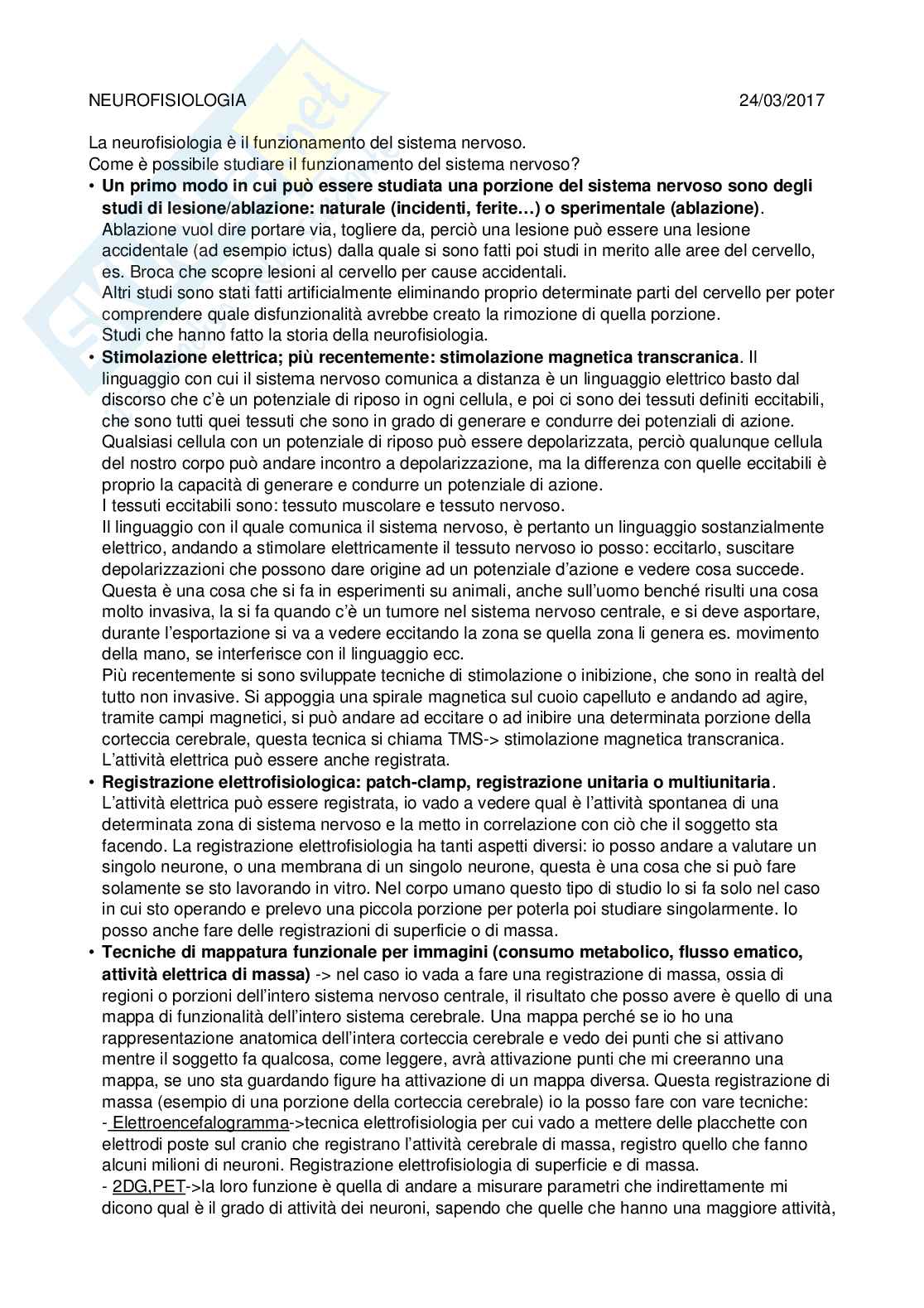 Neurofisiologia Pag. 1