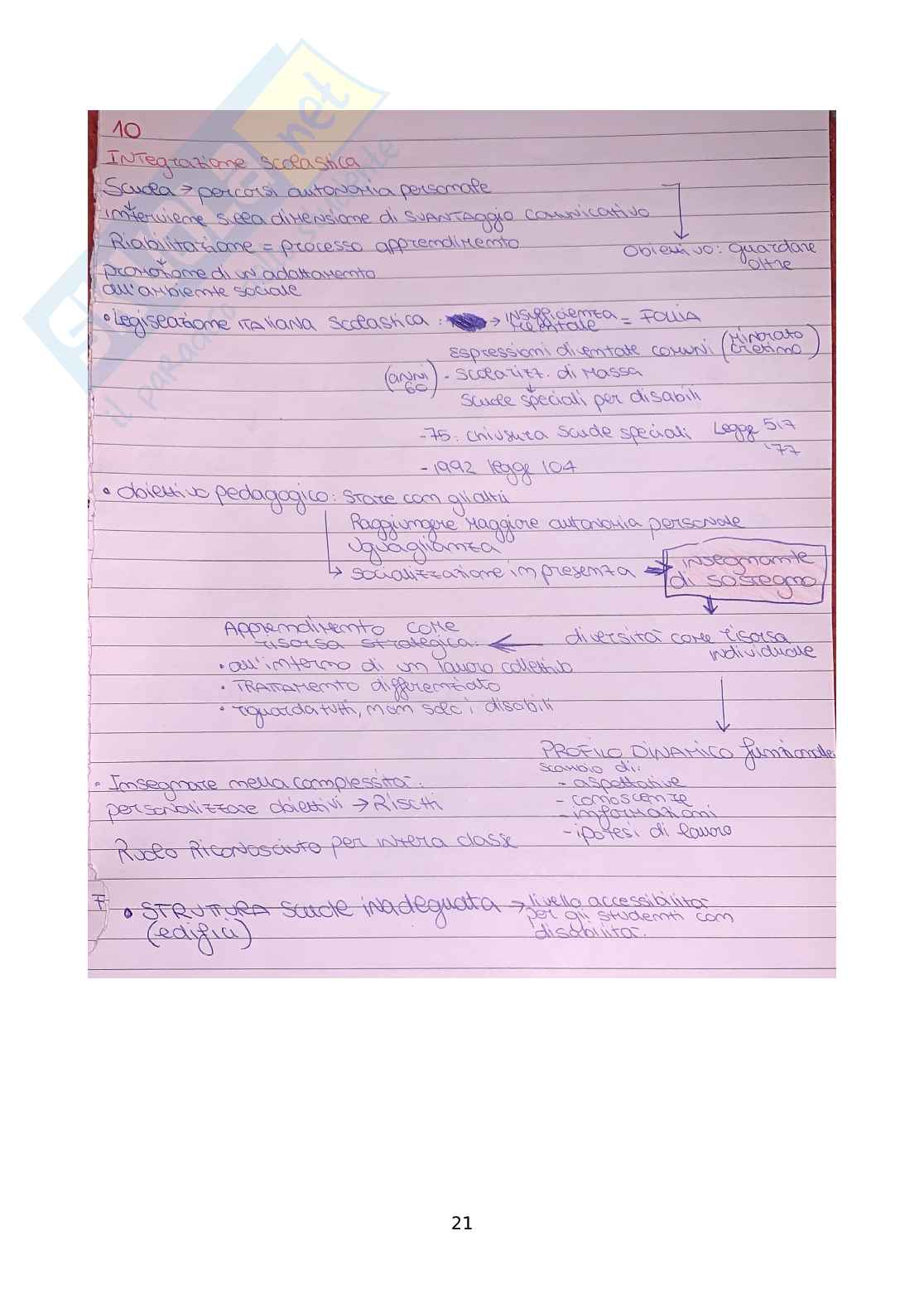 Riassunto esame Psicologia della disabilità, Prof. Di Nuovo Santo, libro consigliato Manuale della psicologia della disabilità , Franco Angeli Pag. 21
