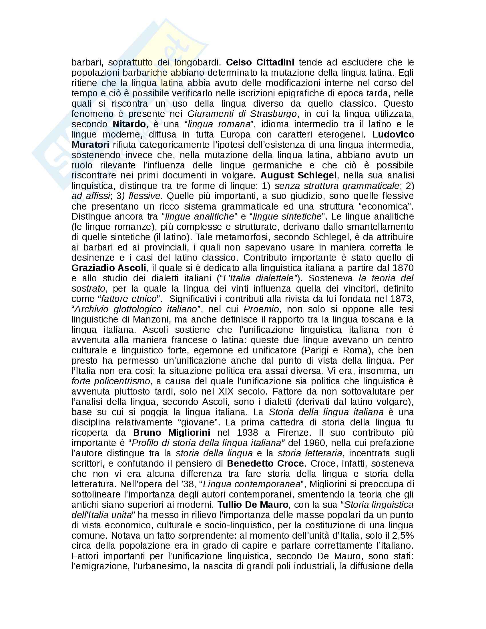 Riassunto esame Istituzioni di storia della lingua italiana, prof. Cannata, libro consigliato La lingua italiana. Profilo storico, Marazzini Pag. 2