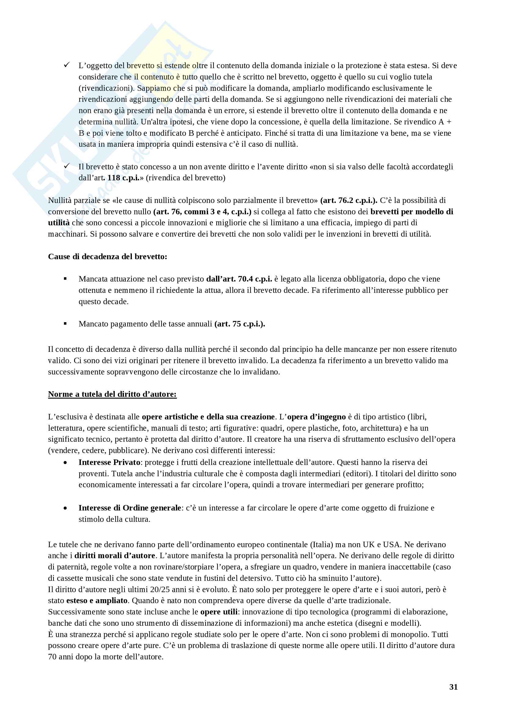 Appunti Diritto Industriale, prof. Sironi,  prima parte Pag. 31