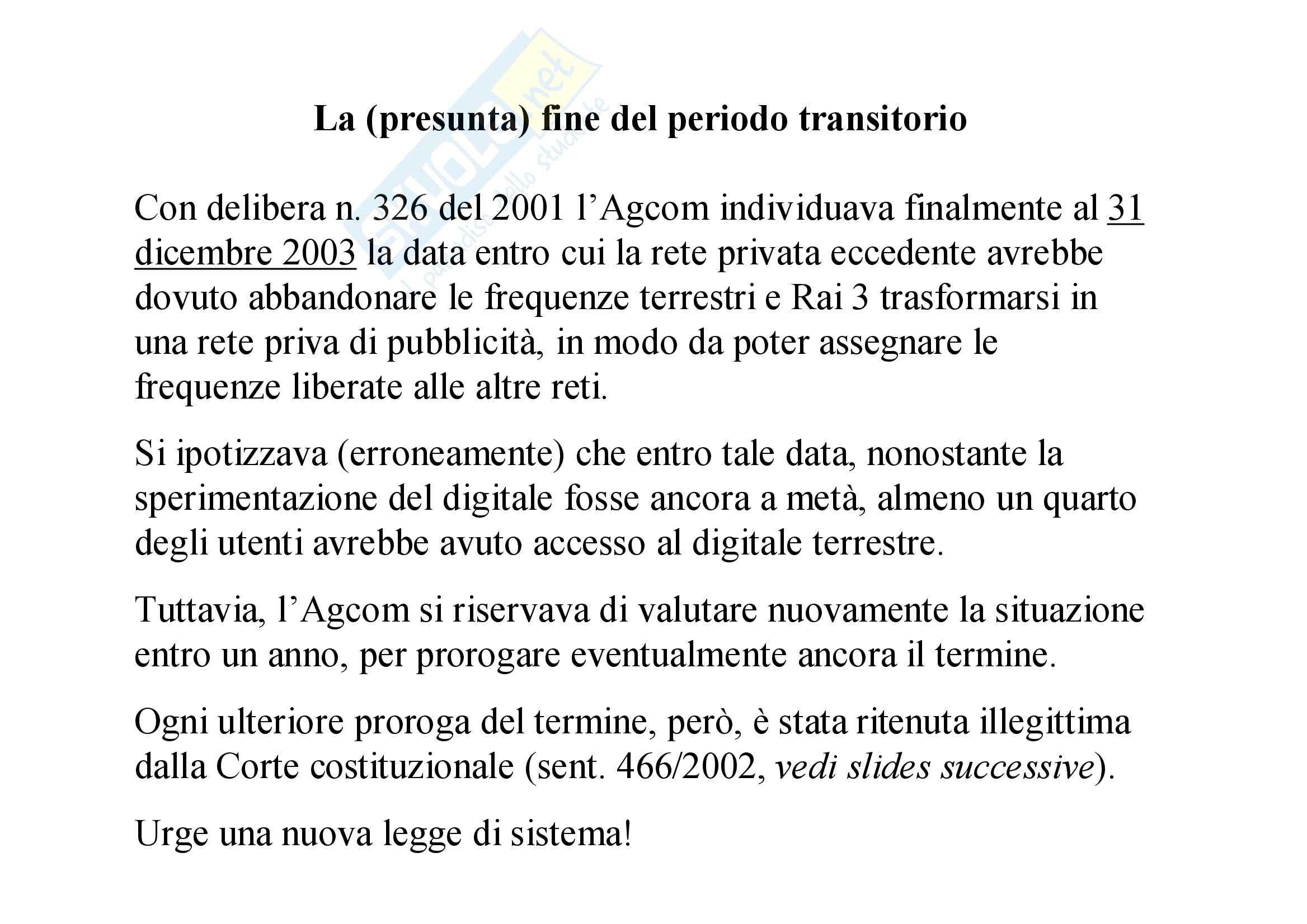 Diritto pubblico, dell'informazione e della comunicazione - il sistema radiotelevisivo (seconda parte) Pag. 21