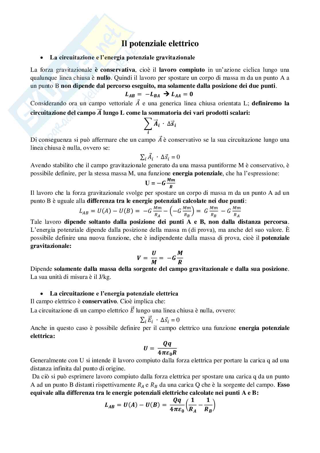 Potenziale elettrico Pag. 1