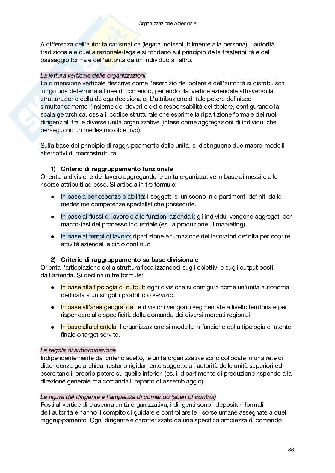 Riassunto esame Organizzazione aziendale, Prof. Pellegrini Massimiliano, libro consigliato Organizzazione aziendale: chiavi di lettura per comprendere e progettare le organizzazioni, Palumbo, Decasti Pag. 36