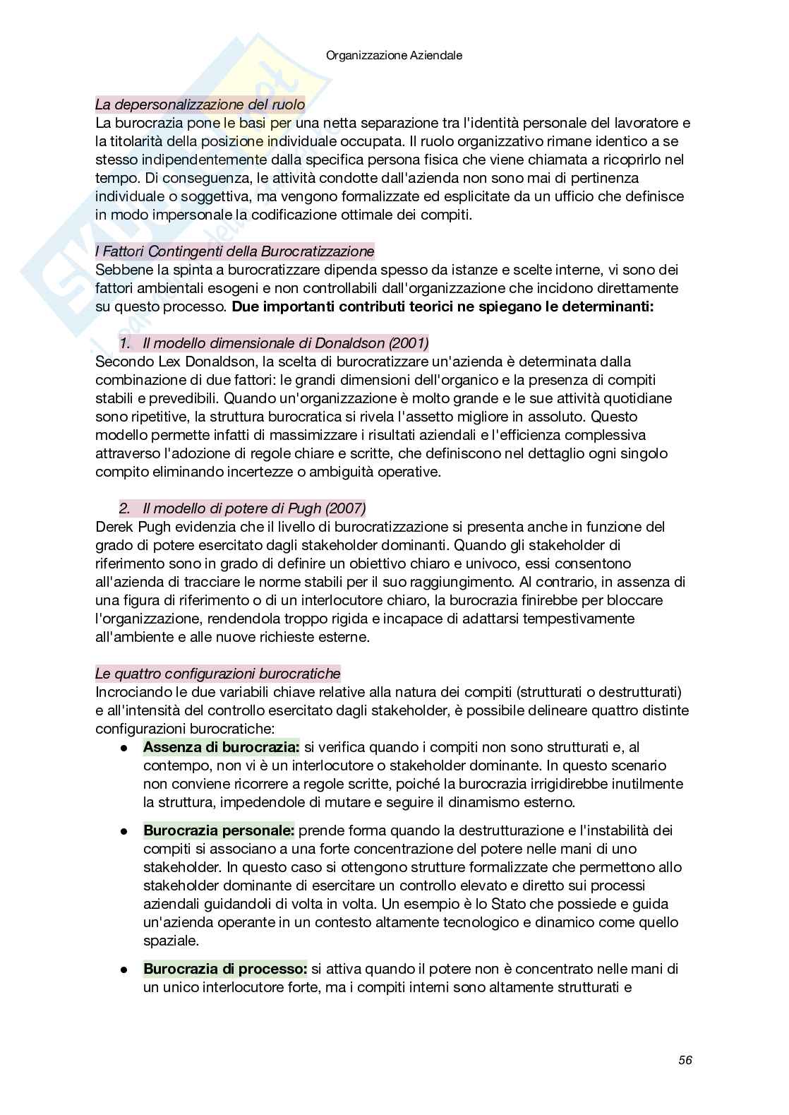 Riassunto esame Organizzazione aziendale, Prof. Pellegrini Massimiliano, libro consigliato Organizzazione aziendale: chiavi di lettura per comprendere e progettare le organizzazioni, Palumbo, Decasti Pag. 56