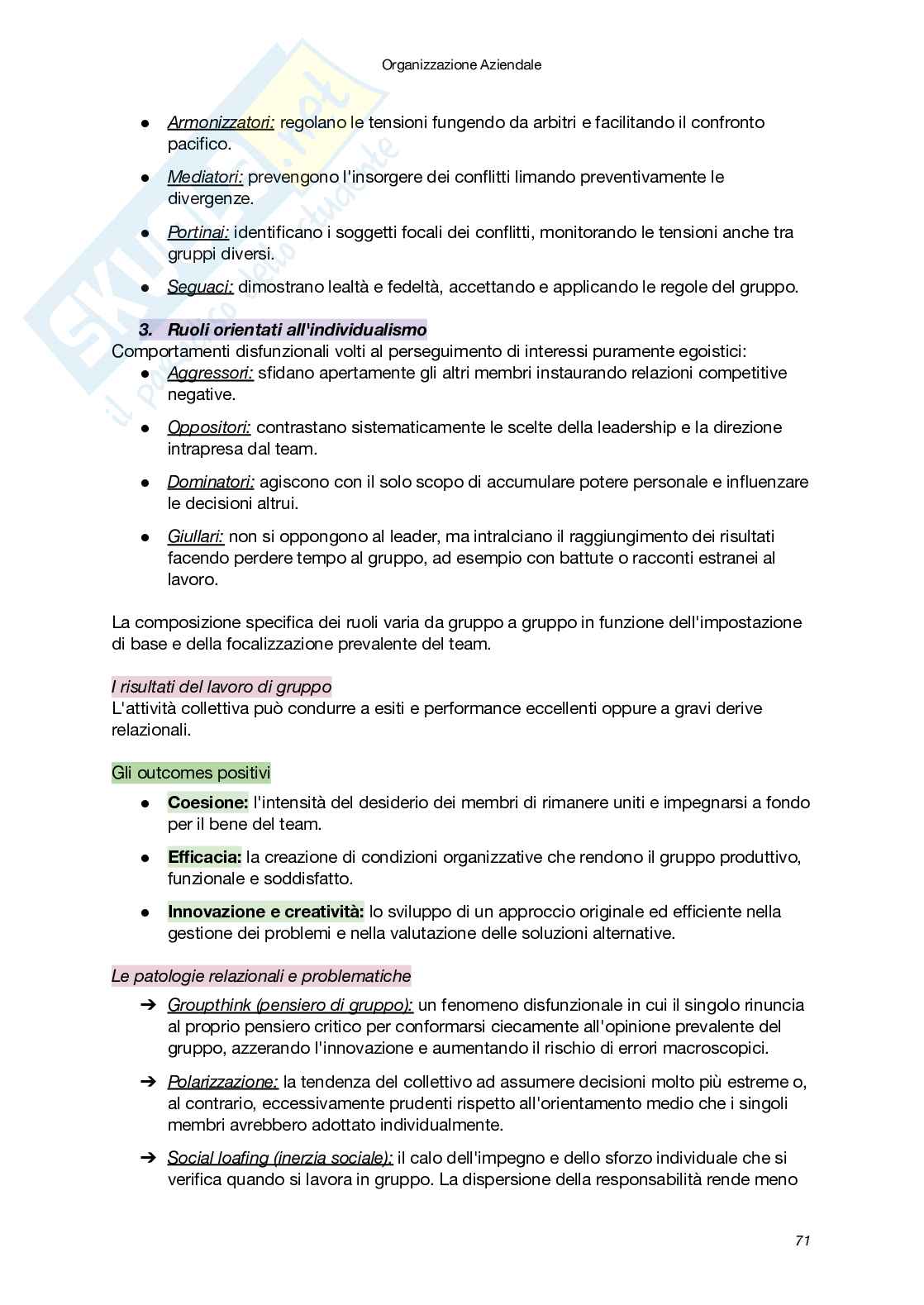 Riassunto esame Organizzazione aziendale, Prof. Pellegrini Massimiliano, libro consigliato Organizzazione aziendale: chiavi di lettura per comprendere e progettare le organizzazioni, Palumbo, Decasti Pag. 71