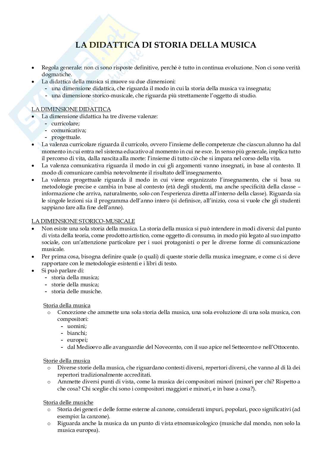 Appunti Metodologie per la didattica di storia della musica Pag. 1