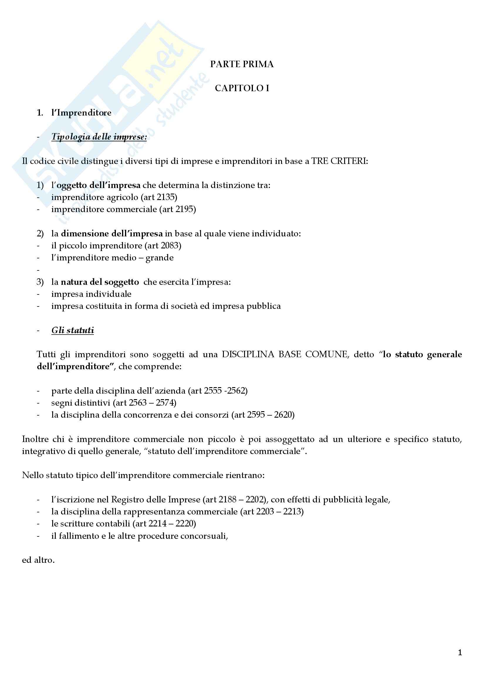 Riassunto esame Diritto Commerciale, prof. Giorgi, libro consigliato Manuale di Diritto Commerciale, Campobasso Pag. 1