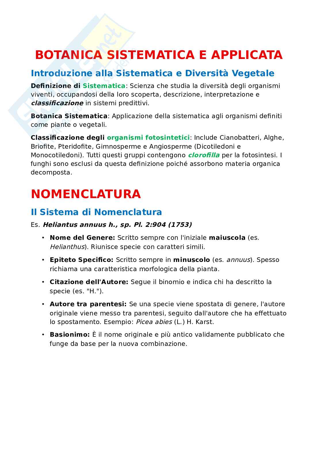 Botanica sistematica e applicata 1  Pag. 1