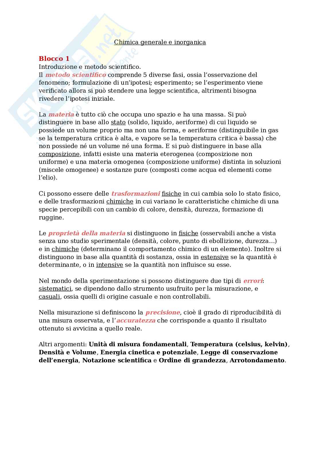 Chimica generale e inorganica Pag. 1